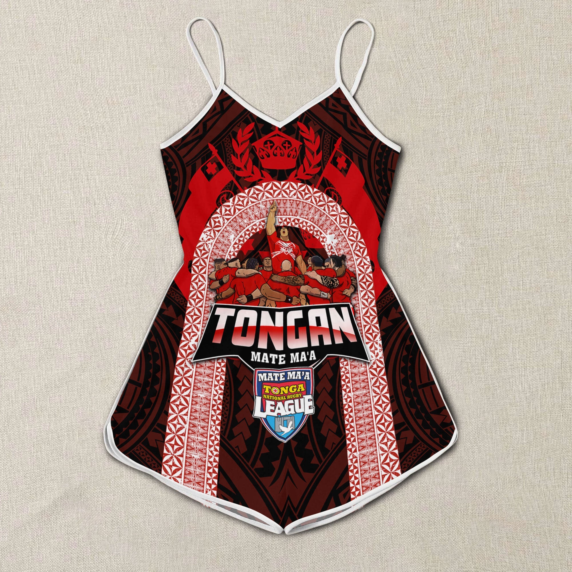 Custom Tonga Mate Ma'a Rugby League Women Romper