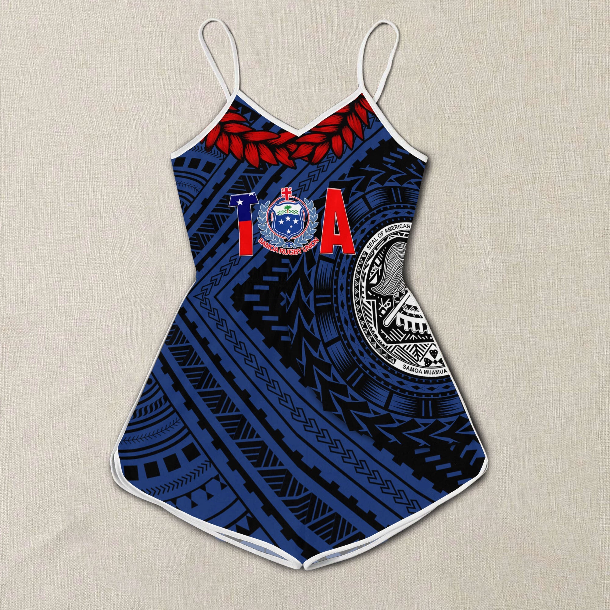 Polynesian Samoa Women Romper Toa Samoa Rugby Ula Fala Style