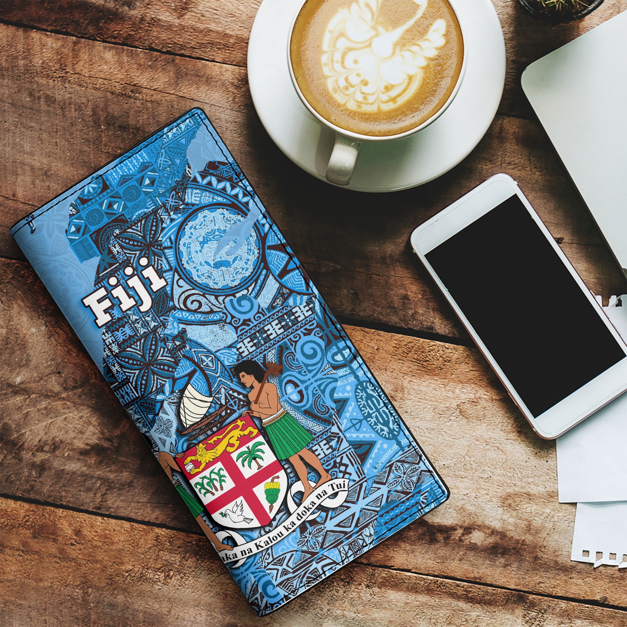 Fiji Flag & Coat Of Arms Leather Wallet