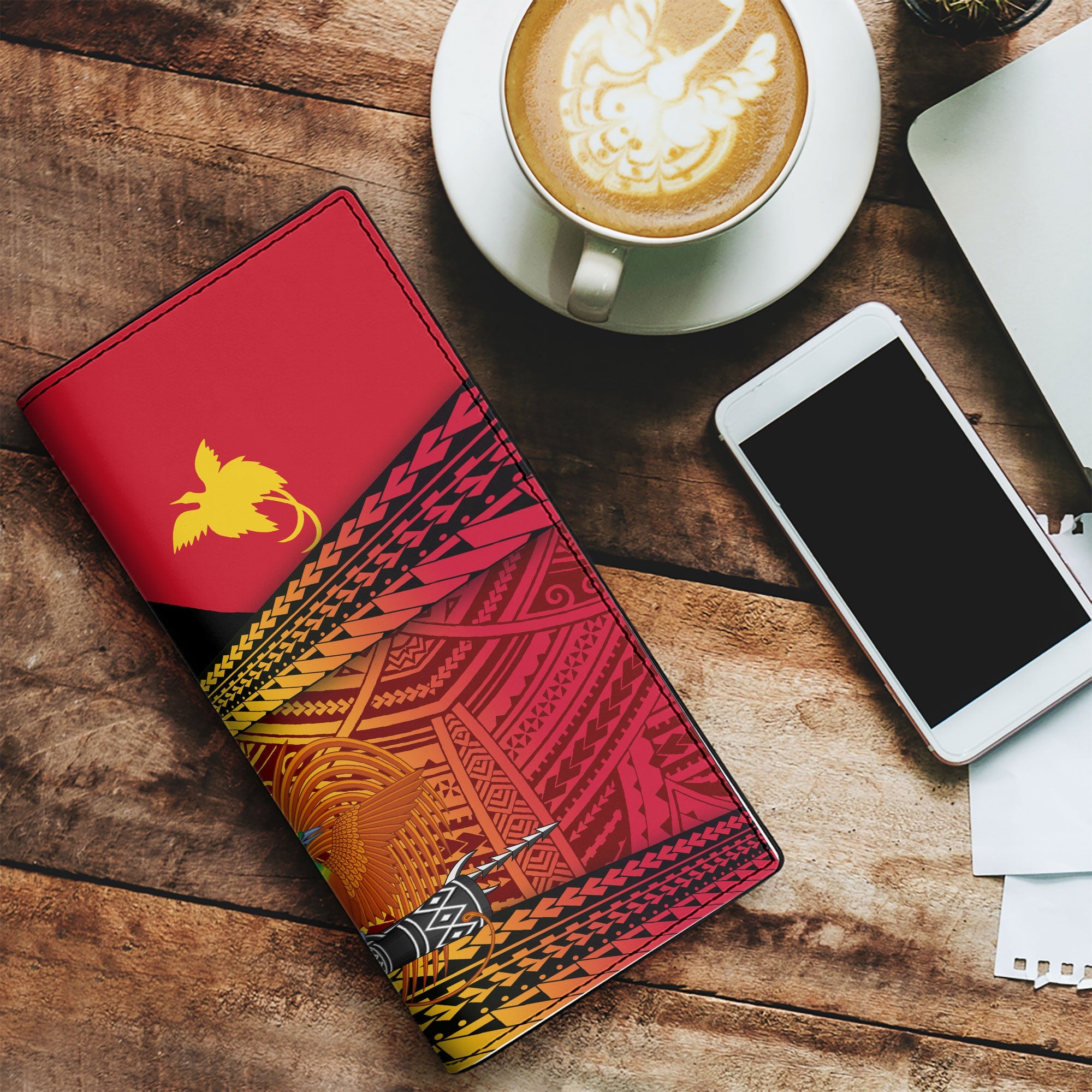 Papua New Guinea Independence Day Leather Wallet PNG Emblem Style