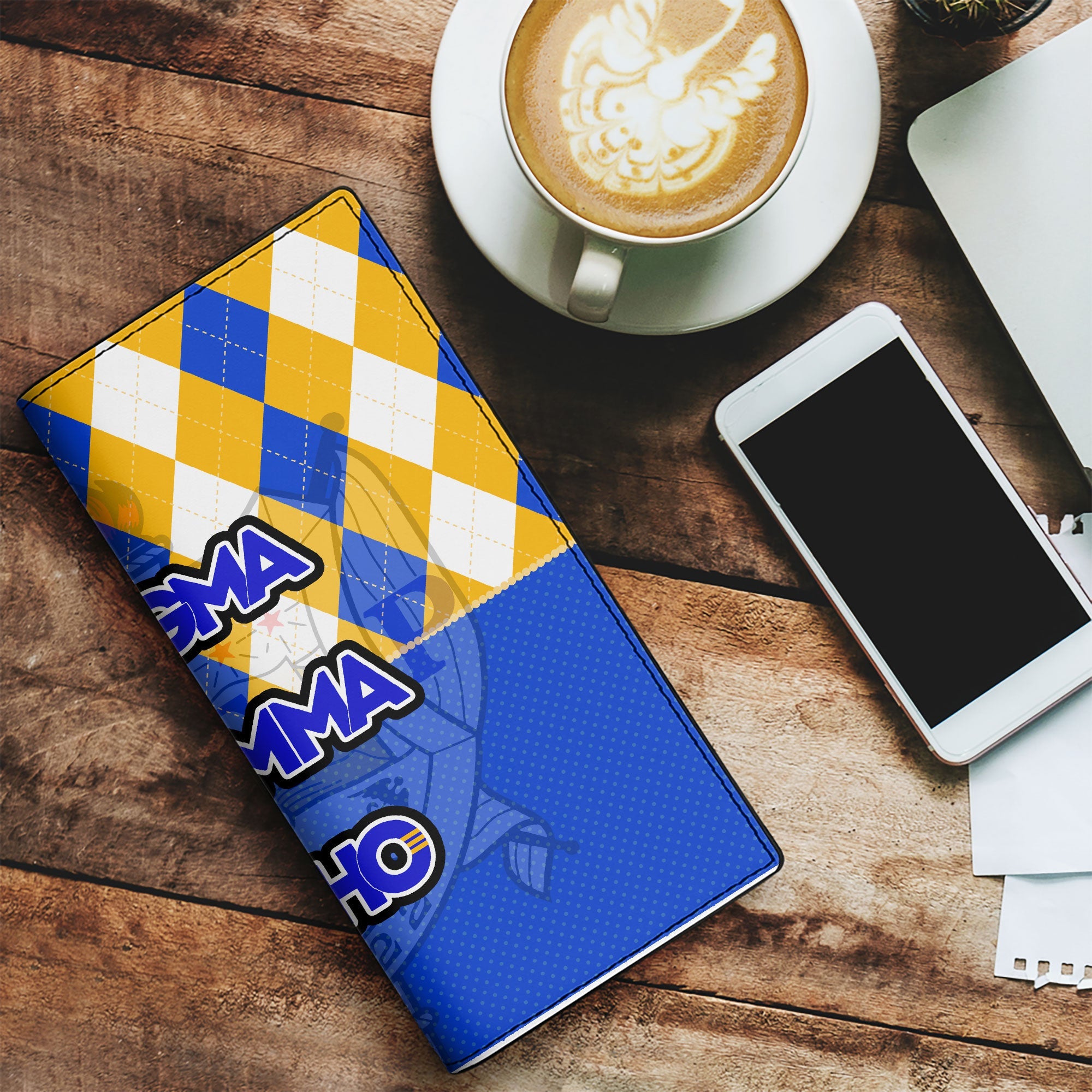 Sorority Leather Wallet - Christmas Sigma Gamma Rho Girl Leather Wallet Rhombus Pattern Style