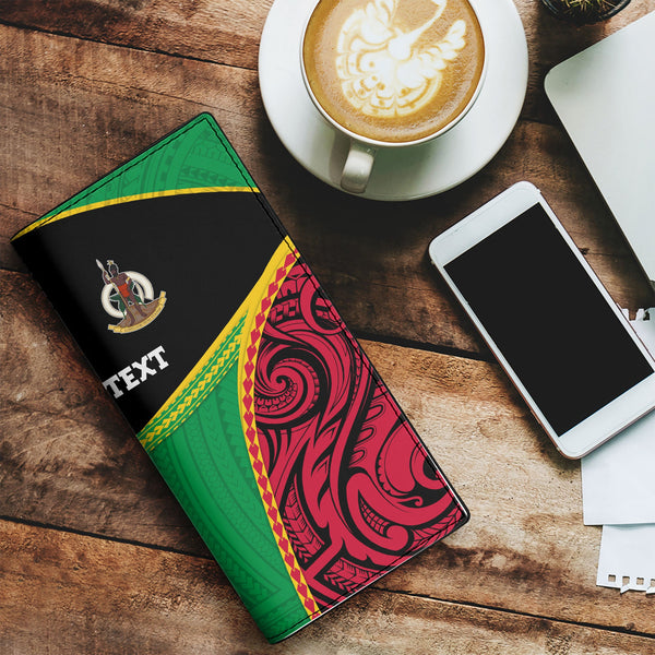 Vanuatu Flag & Coat Of Arms Leather Wallet Black Style