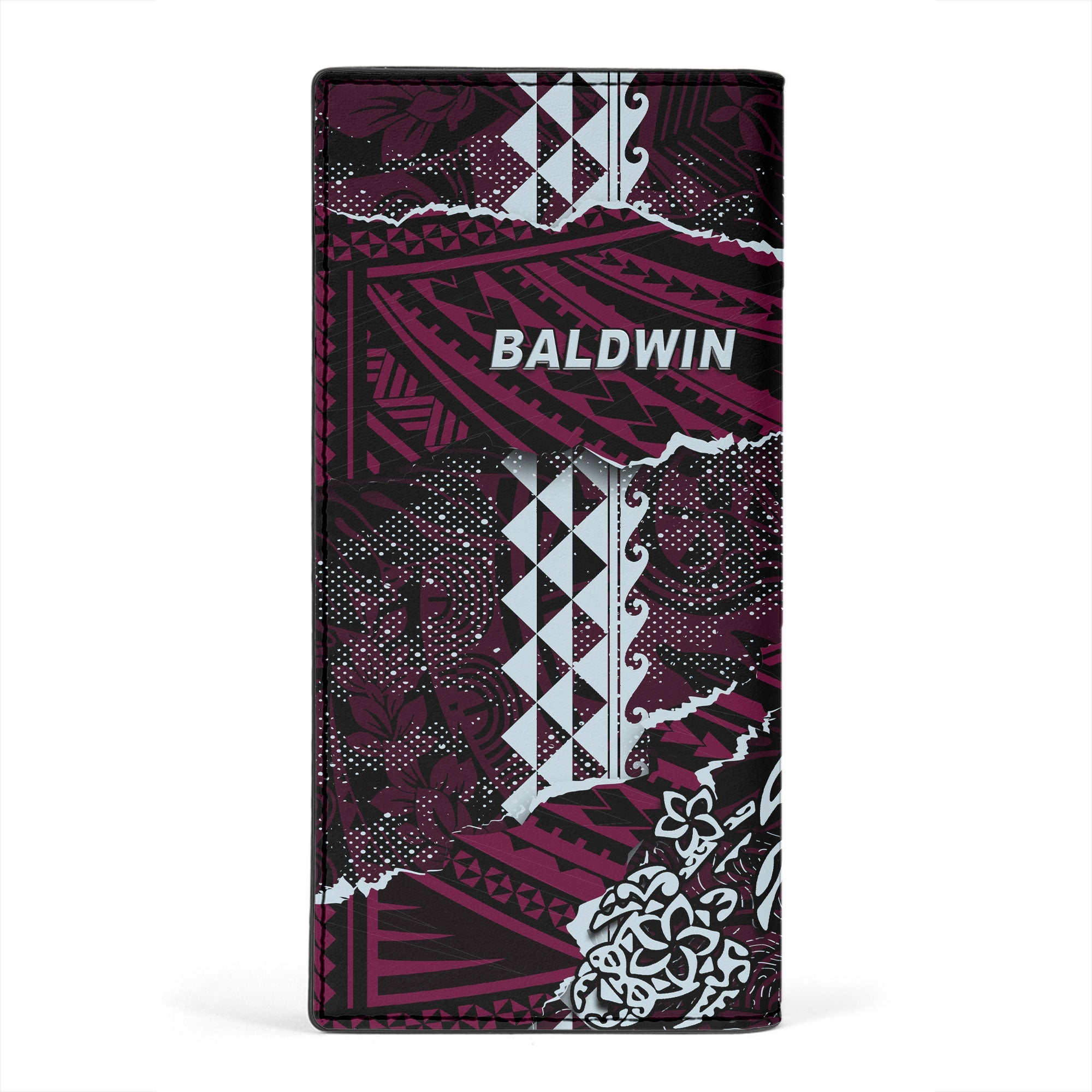 Hawaii Baldwin High School Leather Wallet Polynesian Turtle Style