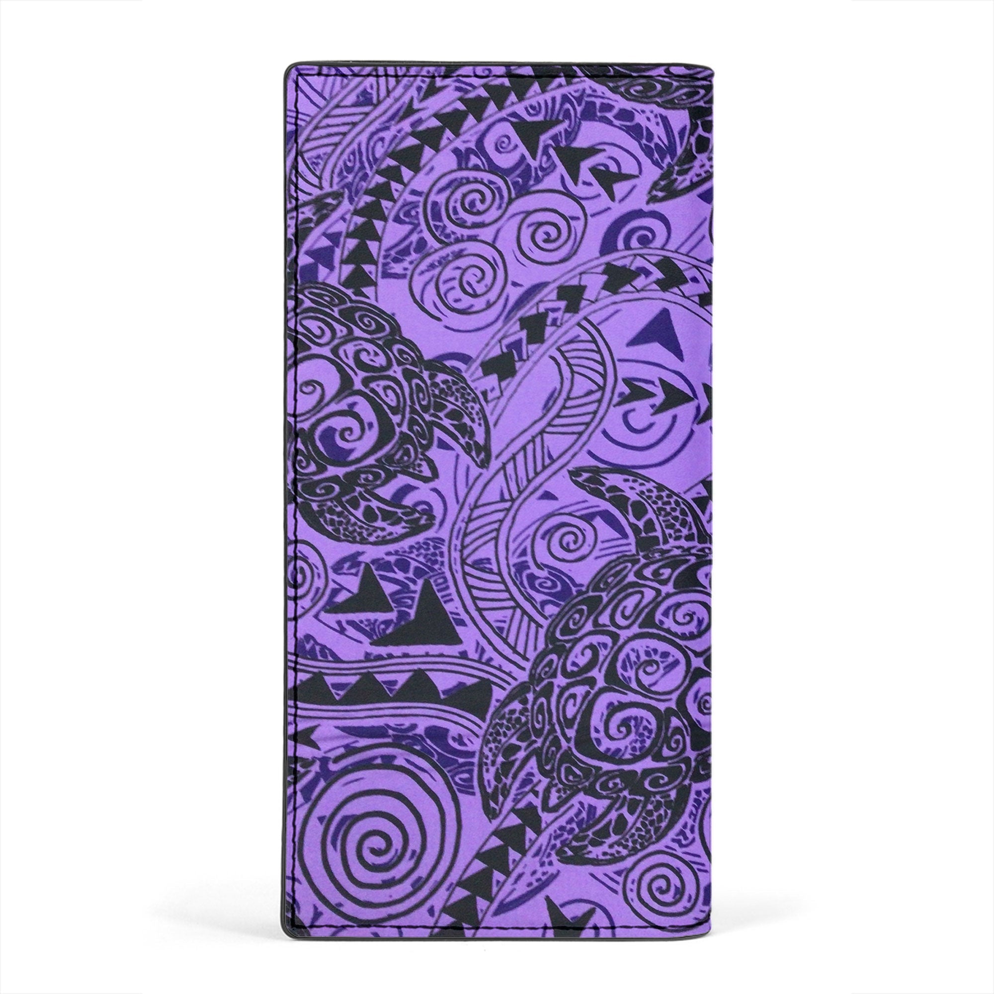 Hawaii Polynesian Turtle Leather Wallet Purple Style