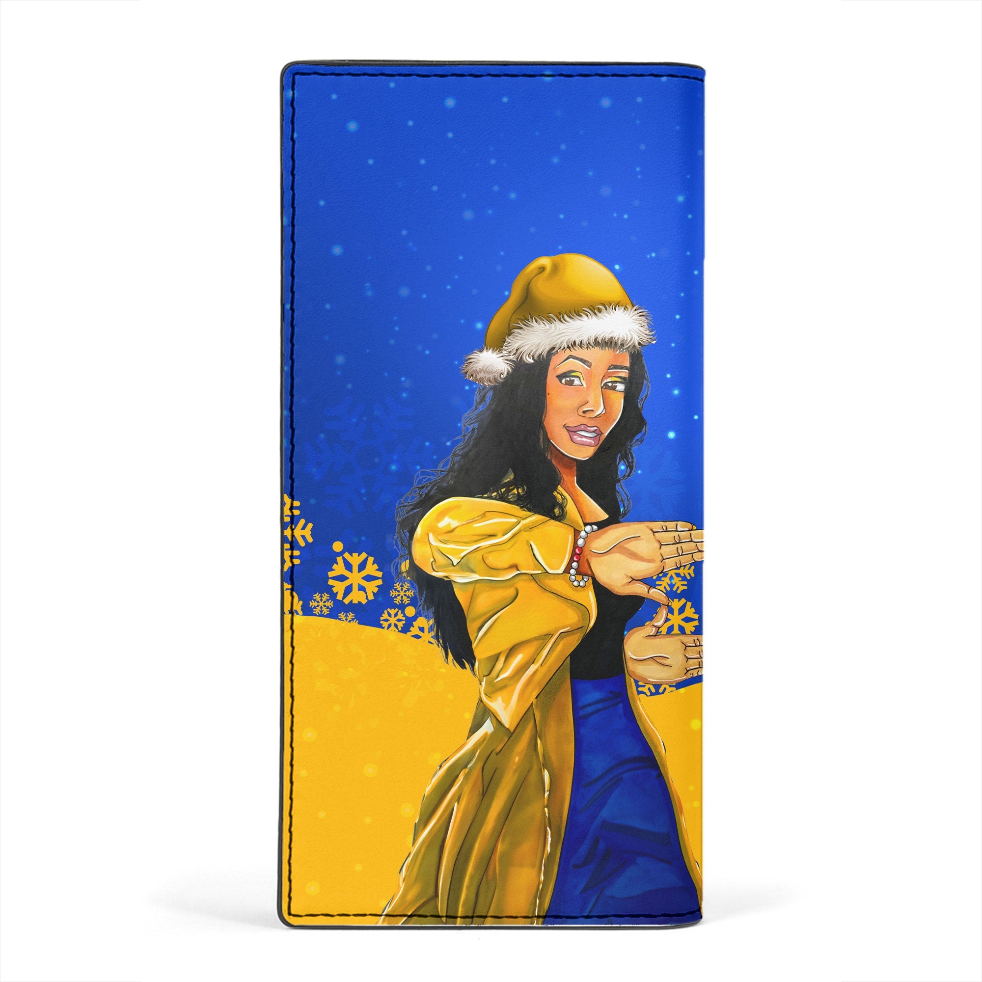 Sorority Leather Wallet - Sigma Gamma Rho Christmas Girl Leather Wallet Pretty Poodles Style