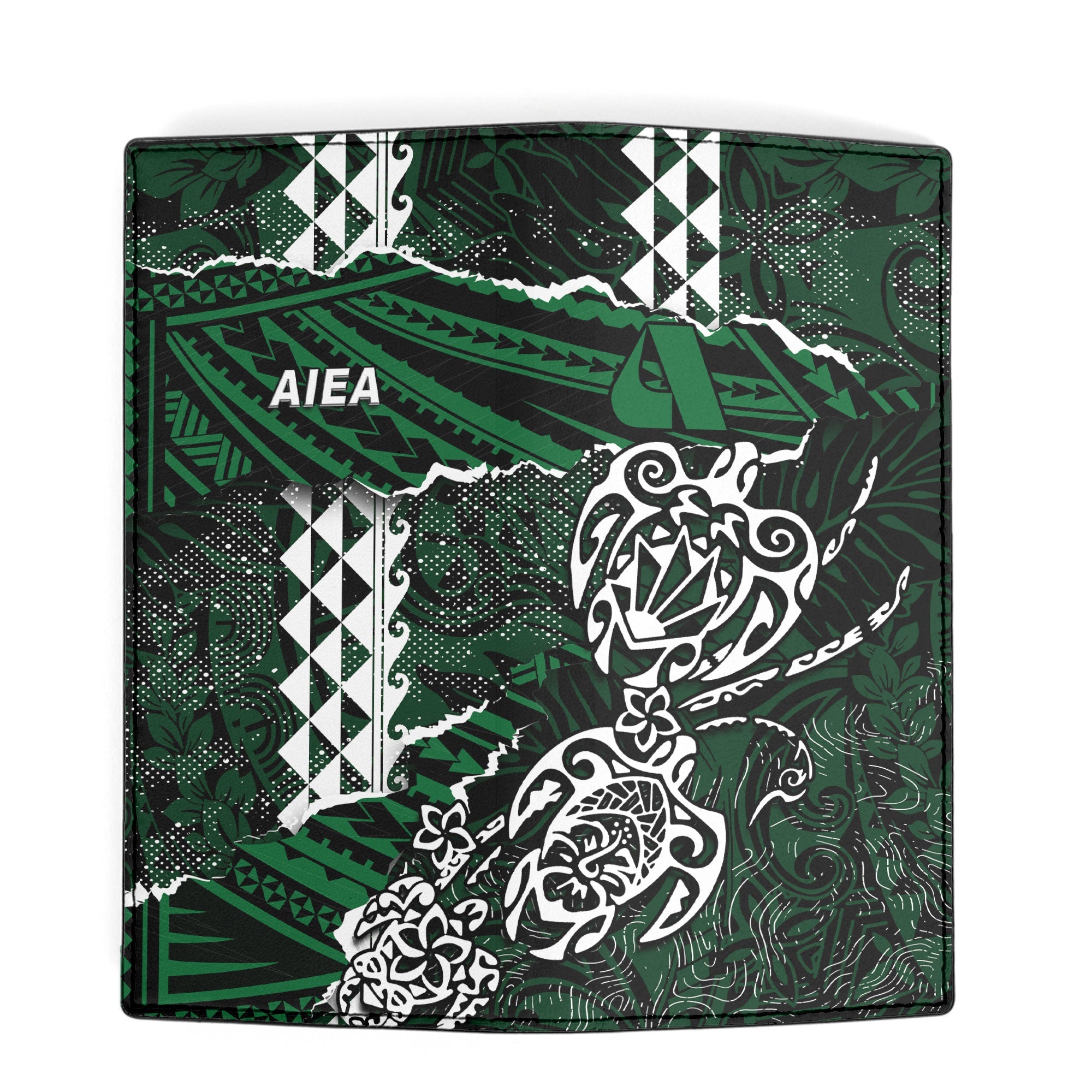 Hawaii Aiea High School Leather Wallet Polynesian Turtle Style