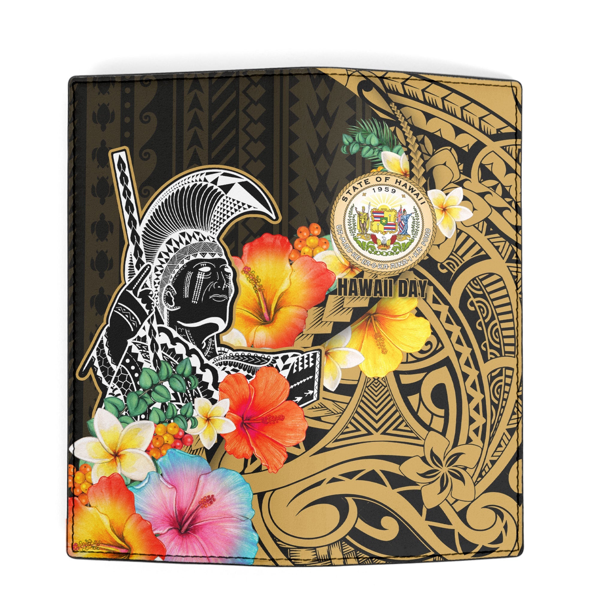 Hawaii Day King Kamehameha Leather Wallet