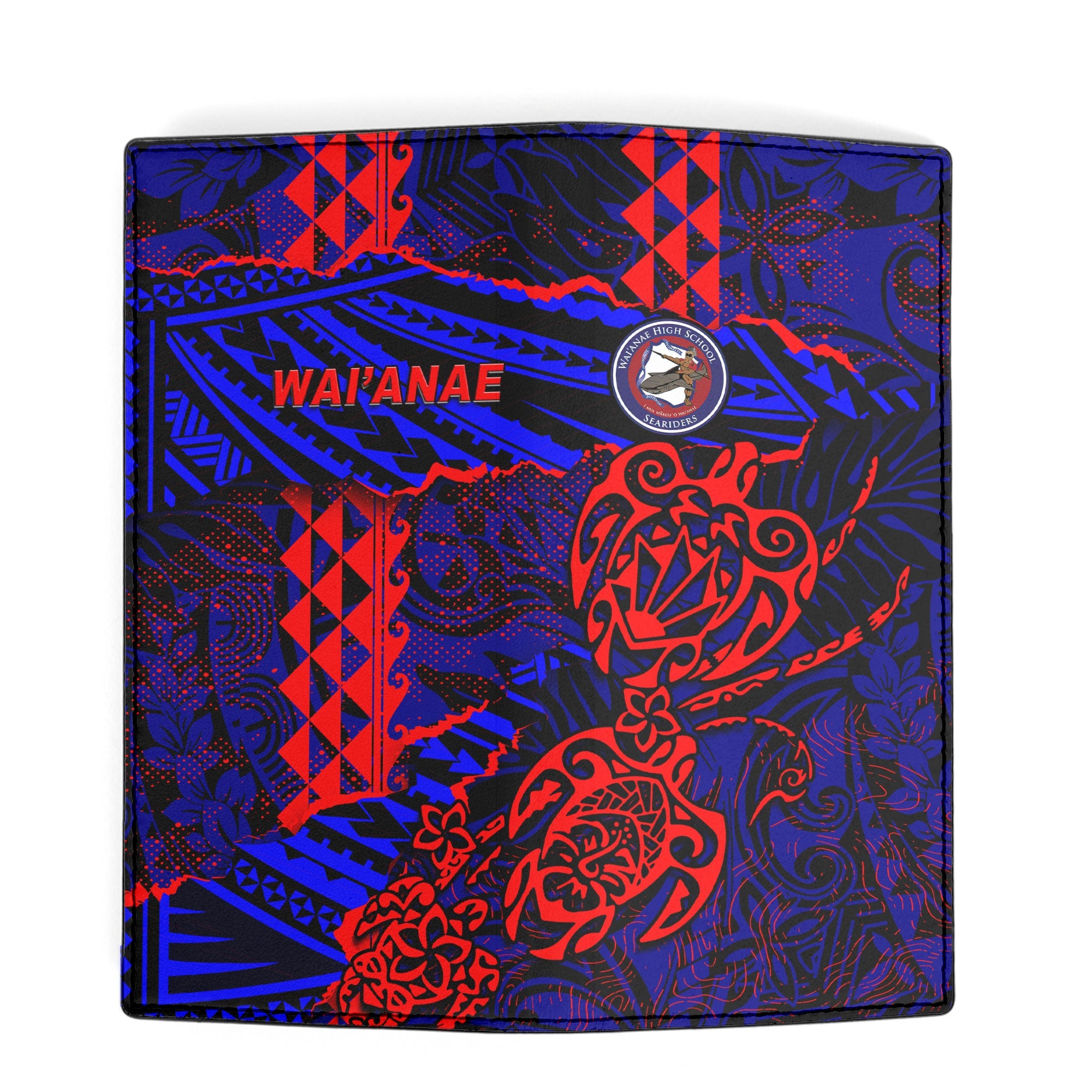 Hawaii Waianae High School Leather Wallet Polynesian Turtle Style