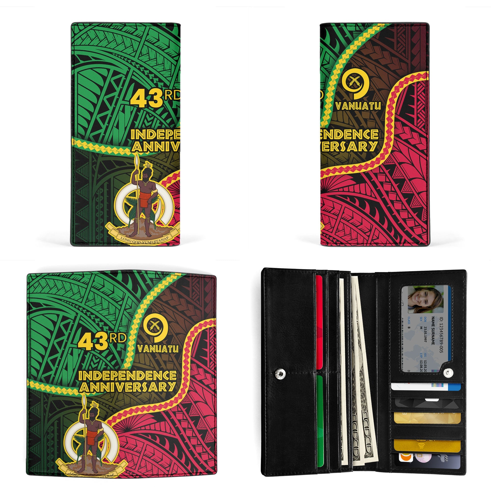 Vanuatu Leather Wallet Independence Day 43rd Anniversary Style