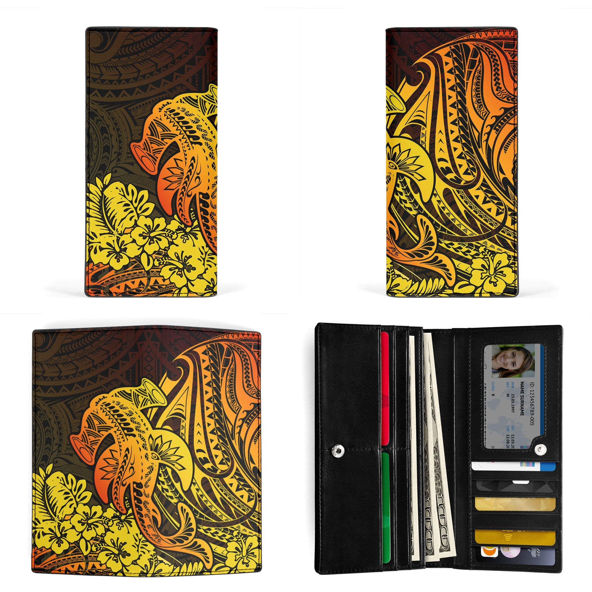 Hawaii Hammerhead Shark Leather Wallet Reggae Style