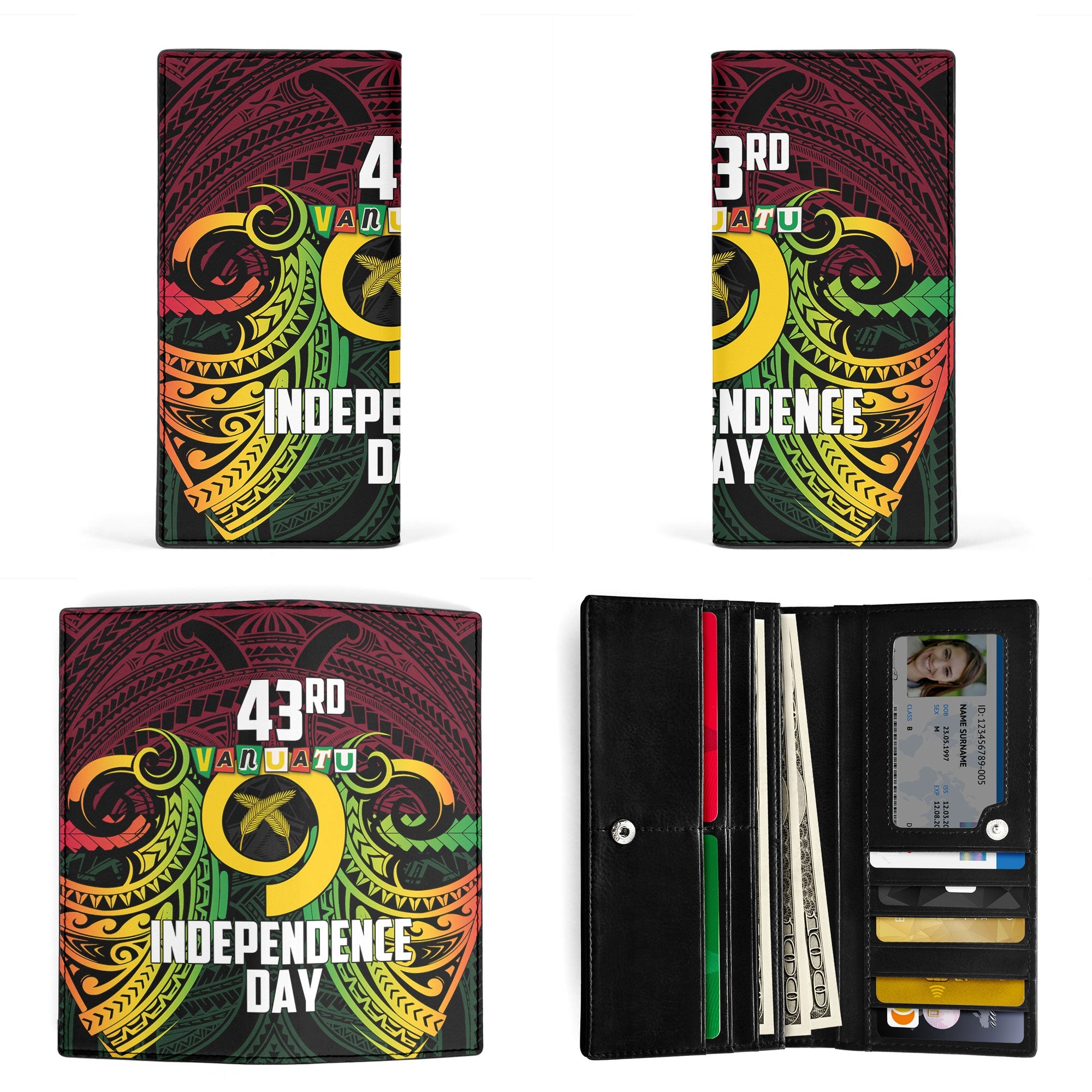 Vanuatu Leather Wallet Independence Day 43rd Anniversary Style 2