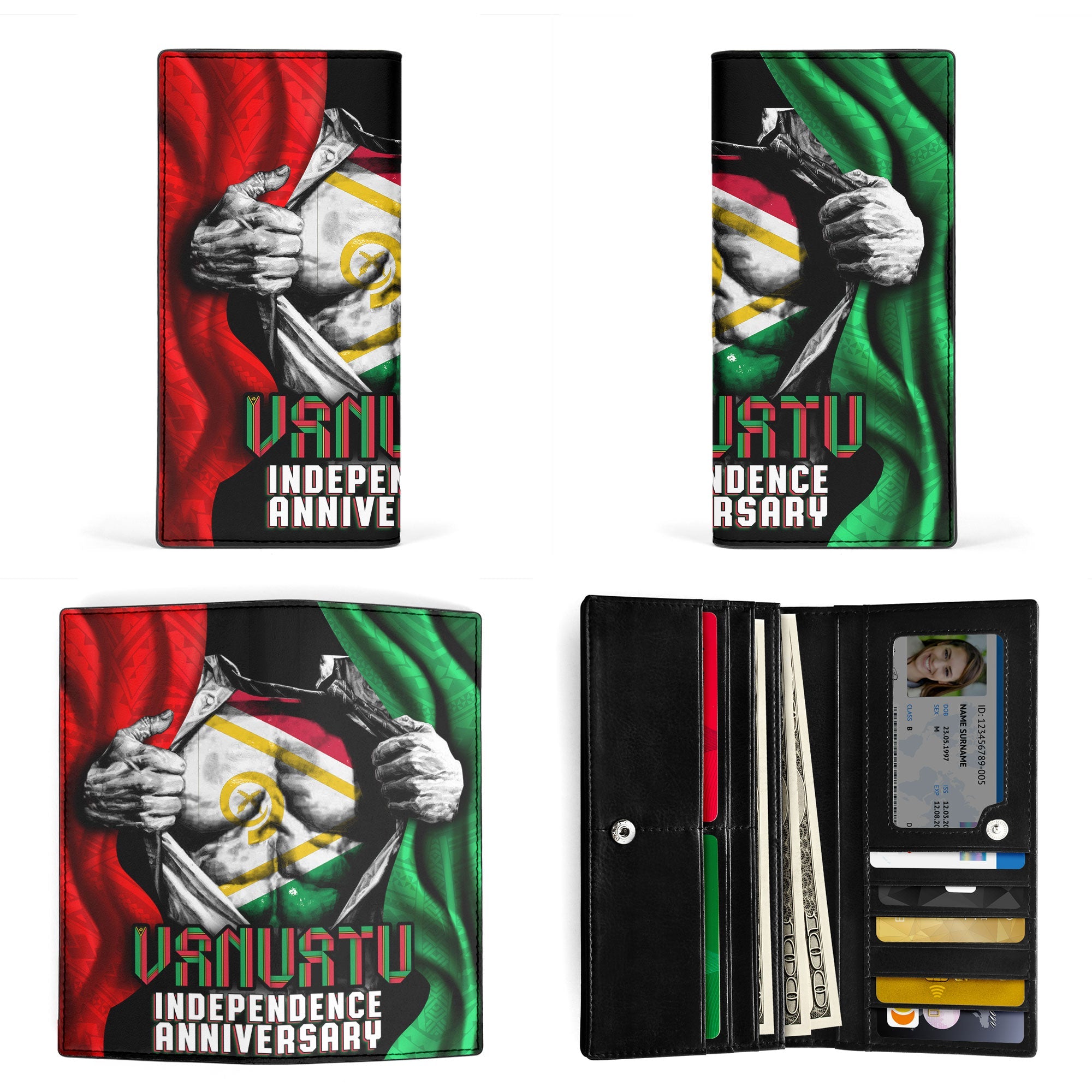 Vanuatu In Me Independence Day Leather Wallet 43rd Anniversary Style