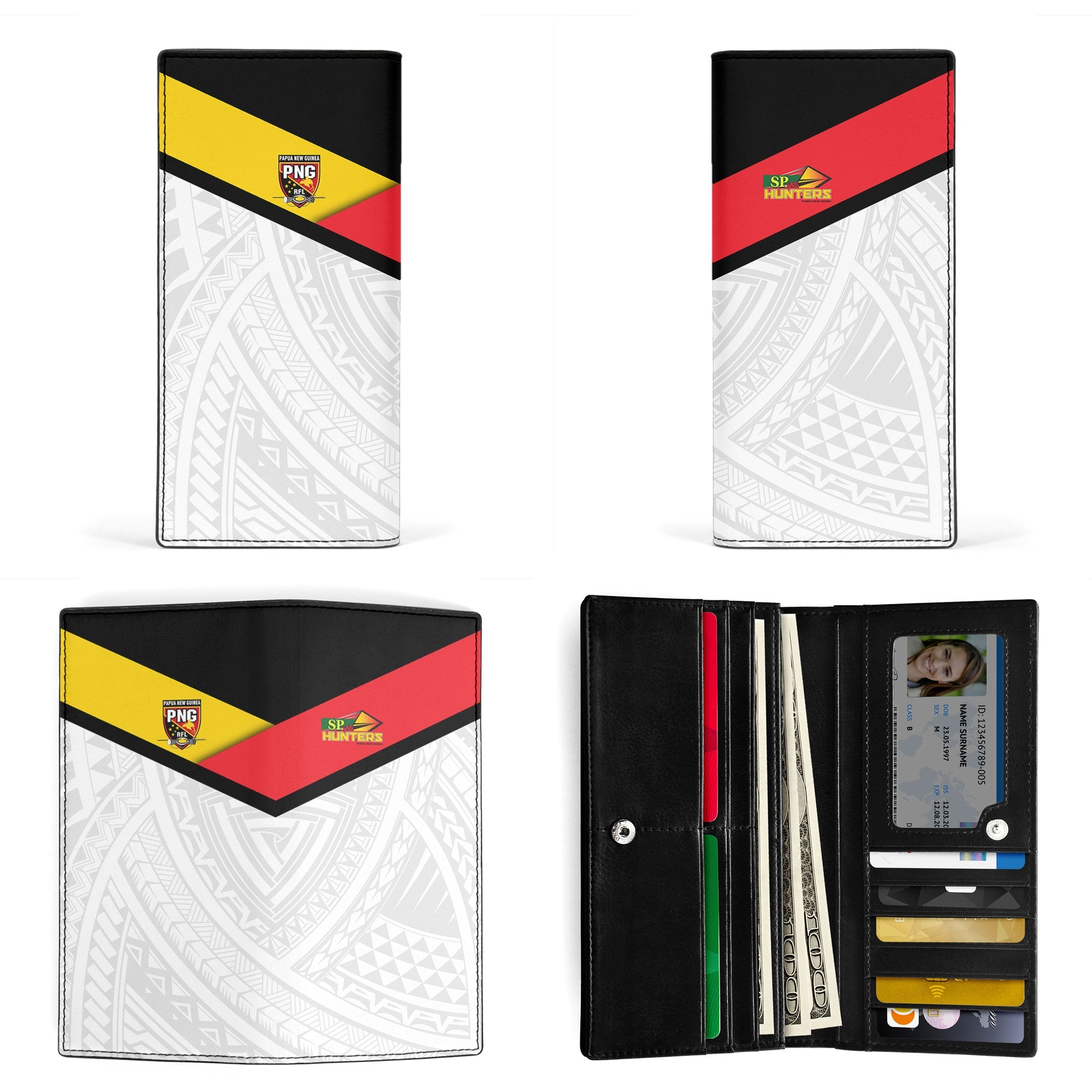 Papua New Guinea Rugby Hunters Leather Wallet