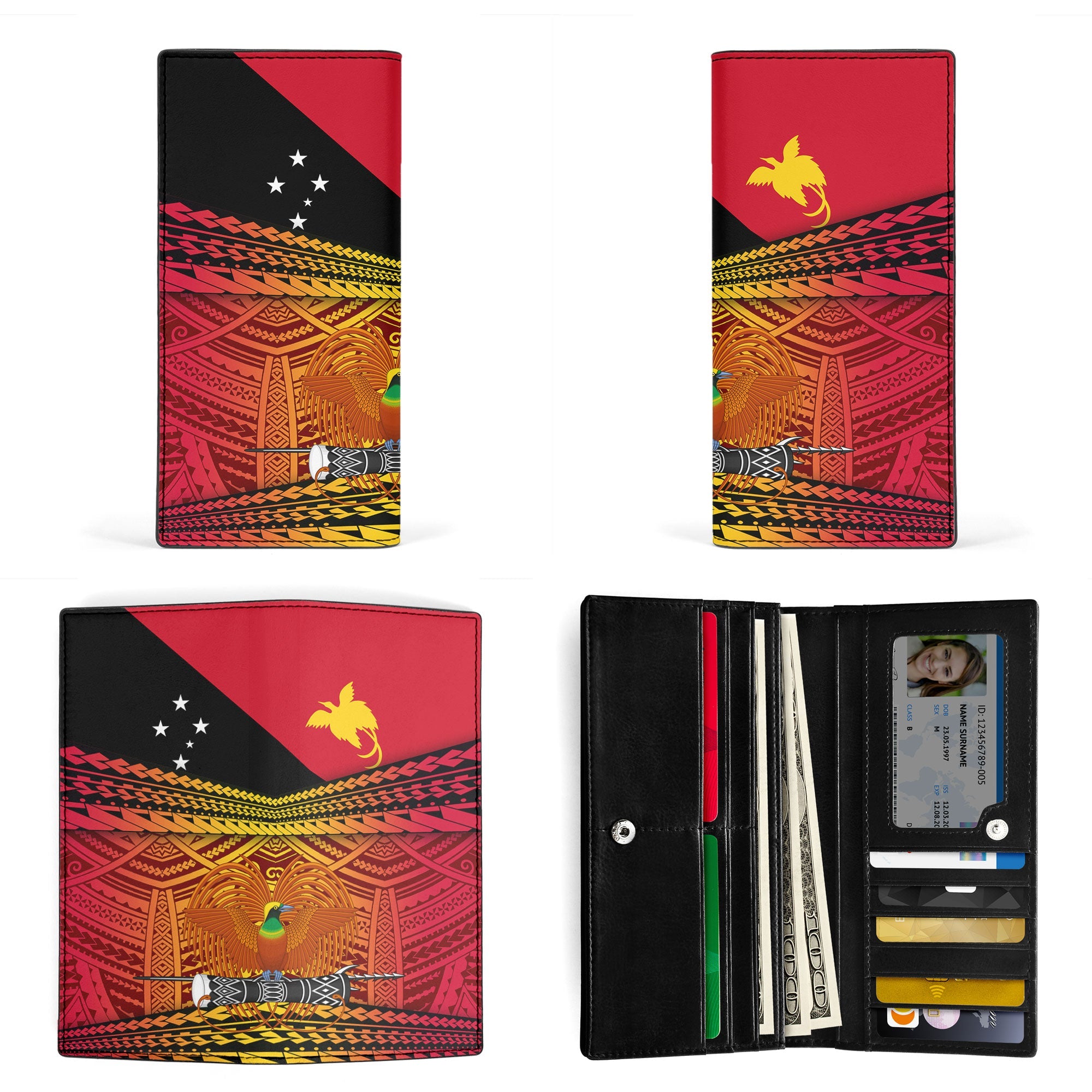 Papua New Guinea Independence Day Leather Wallet PNG Emblem Style