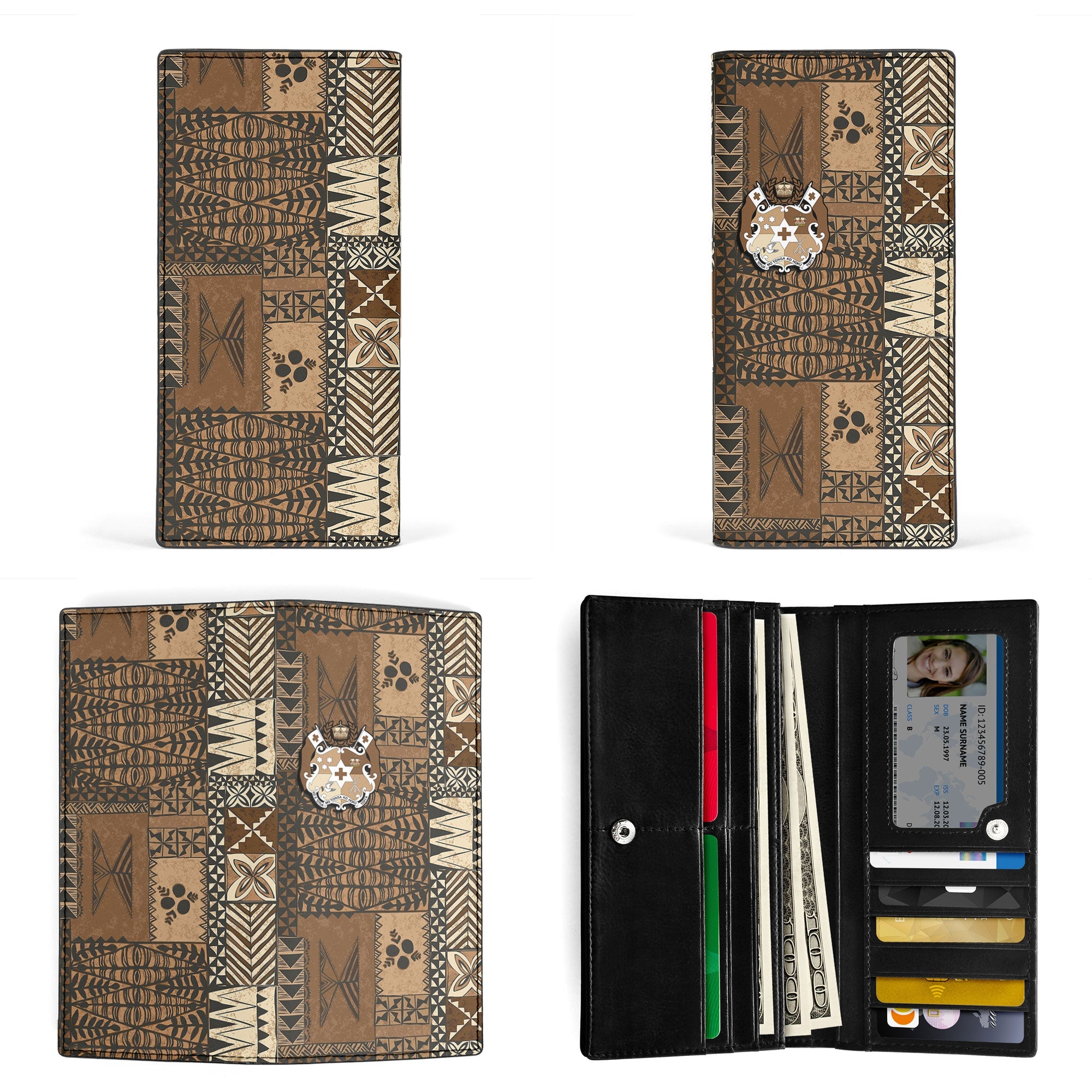 Tonga Leather Wallet Ngatu Tapa Style