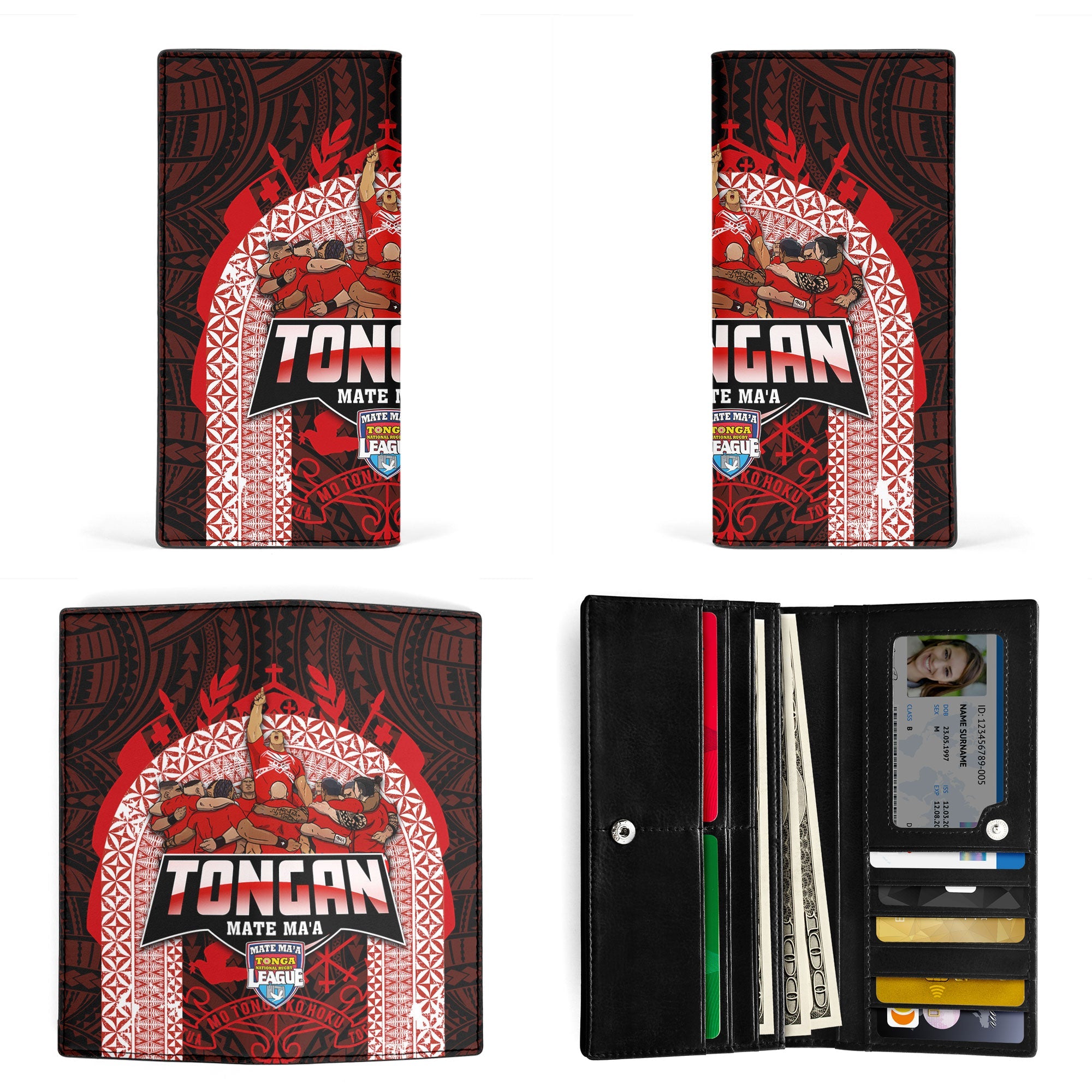 Tonga Mate Ma'a Rugby League Leather Wallet