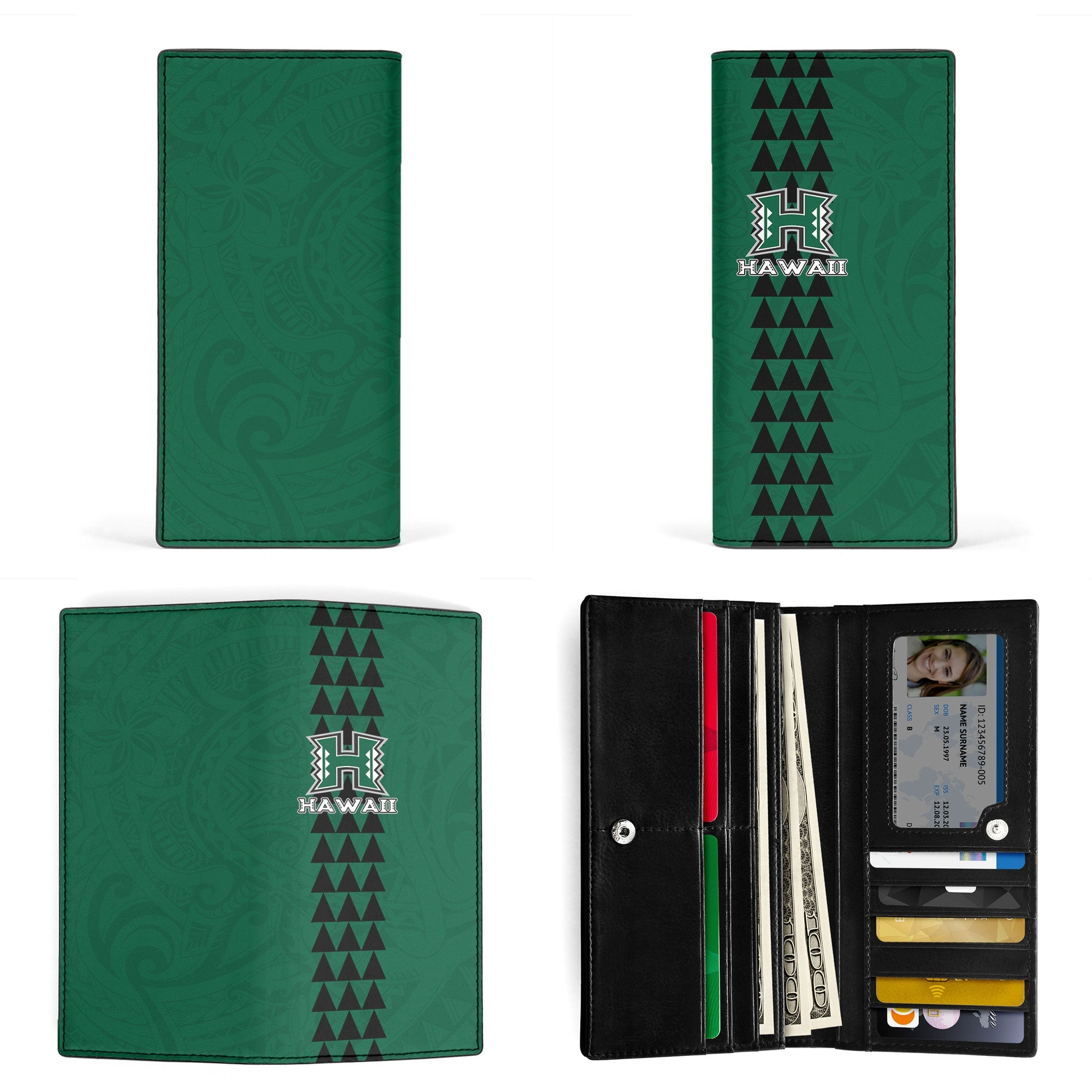 Hawaii Rainbow Warriors Rugby Leather Wallet