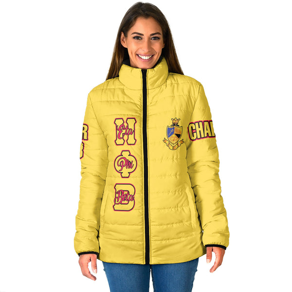 Sorority Jacket - Personalized Eta Phi Beta Women Padded Jacket Original Yellow Style