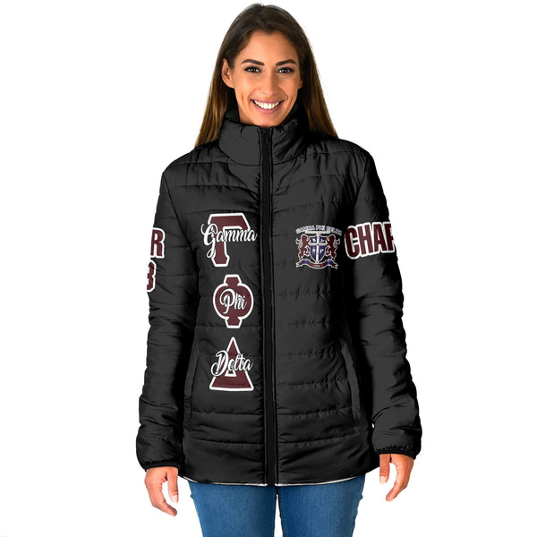 Fraternity Jacket - Personalized Gamma Phi Delta Christian Women Padded Jacket Original Dark Style