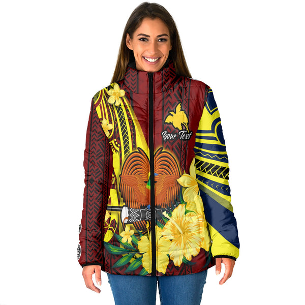 Custom Papua New Guinea Women Padded Jacket Polynesian PNG Bird Independence Day - LH1