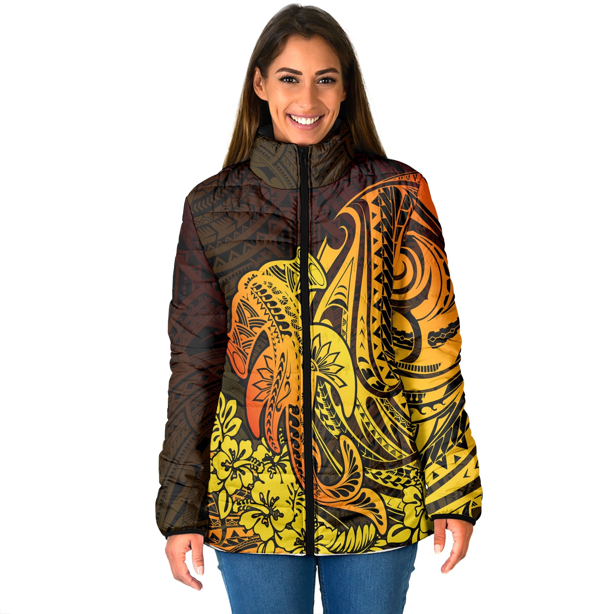 Hawaii Hammerhead Shark Women Padded Jacket Reggae Style