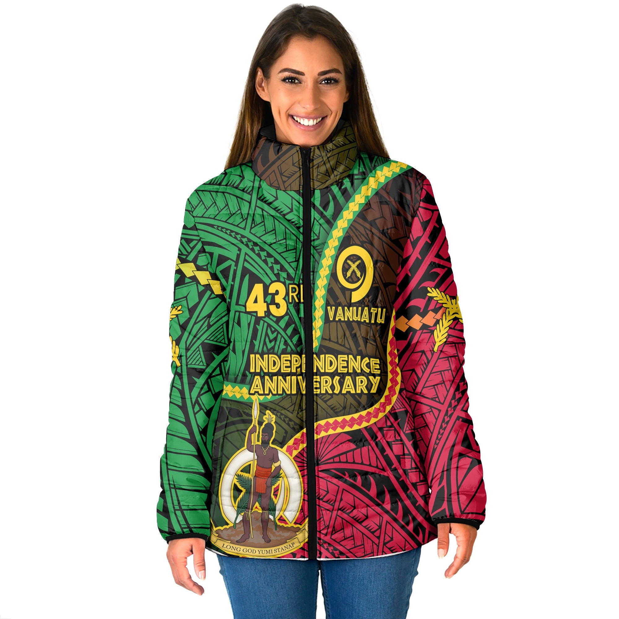 Vanuatu Women Padded Jacket Independence Day 43rd Anniversary Style