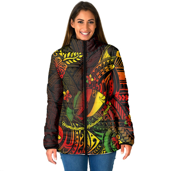 Hawaii Humuhumu Fish Women Padded Jacket Reggae Style