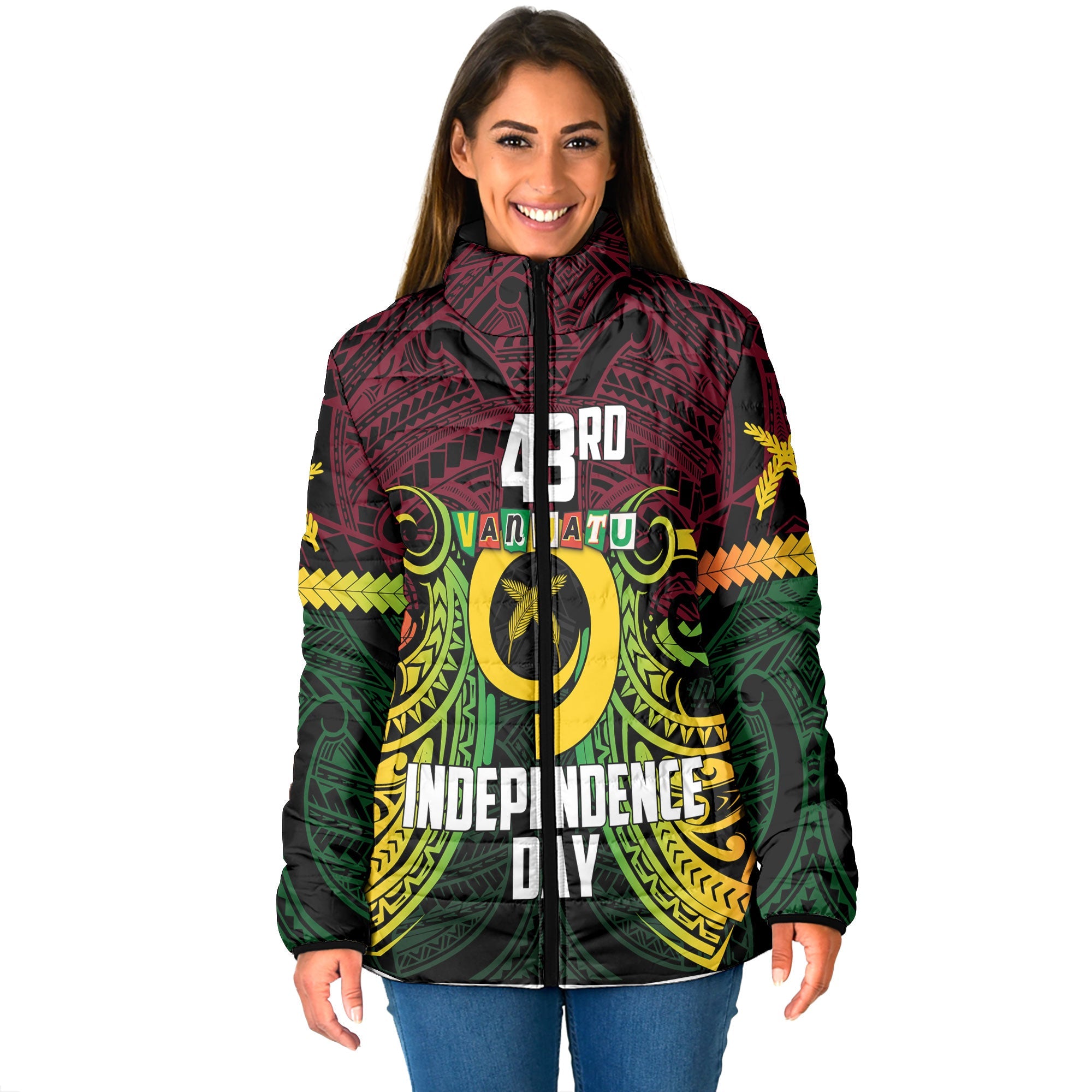 Vanuatu Women Padded Jacket Independence Day 43rd Anniversary Style 2