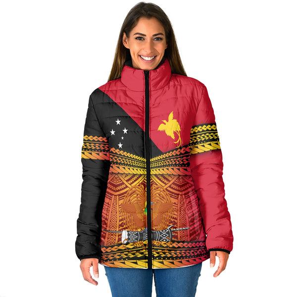 Papua New Guinea Independence Day Women Padded Jacket PNG Emblem Style