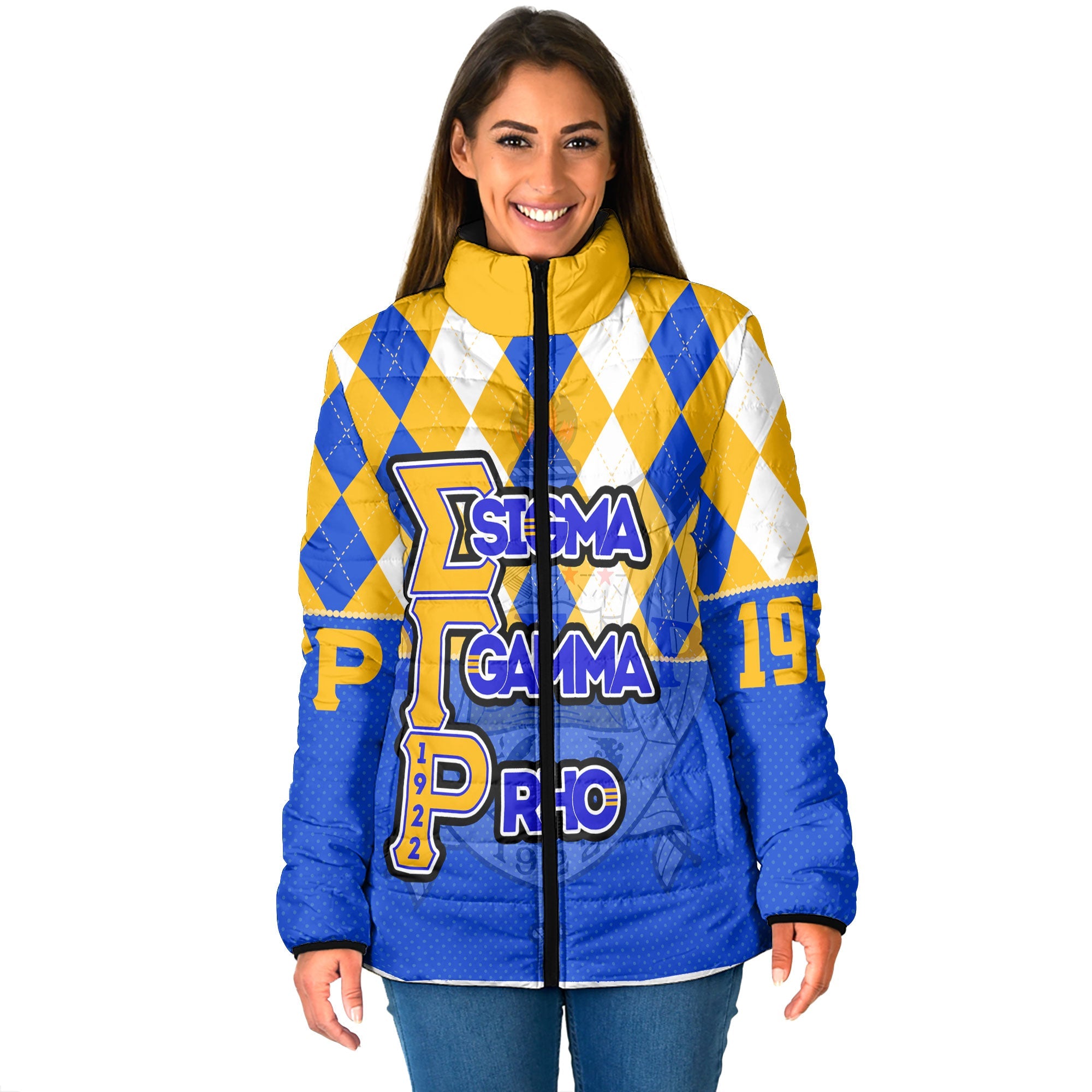 Sorority Jacket - Christmas Sigma Gamma Rho Girl Women Padded Jacket Rhombus Pattern Style