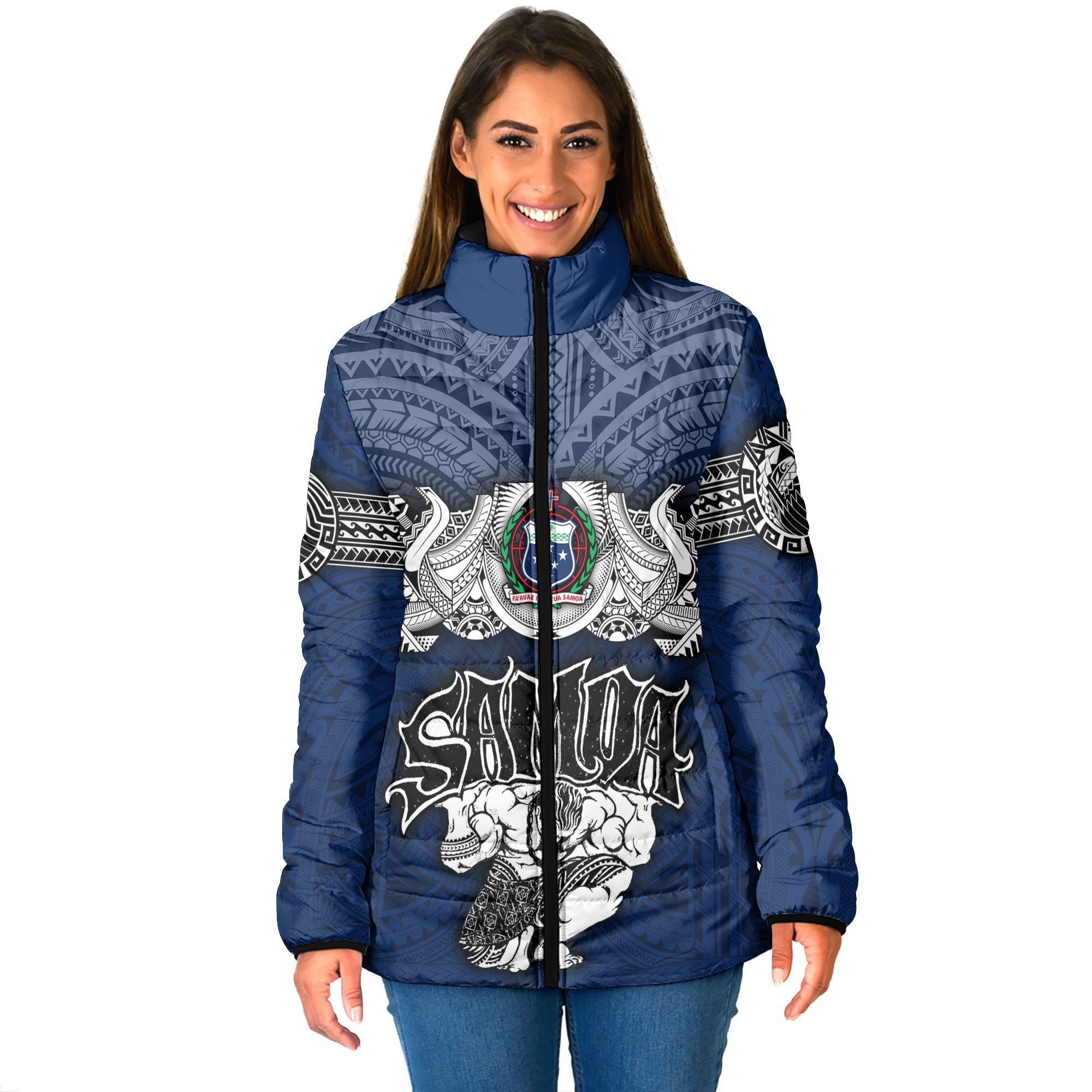 Custom Samoa Warrior Women Padded Jacket