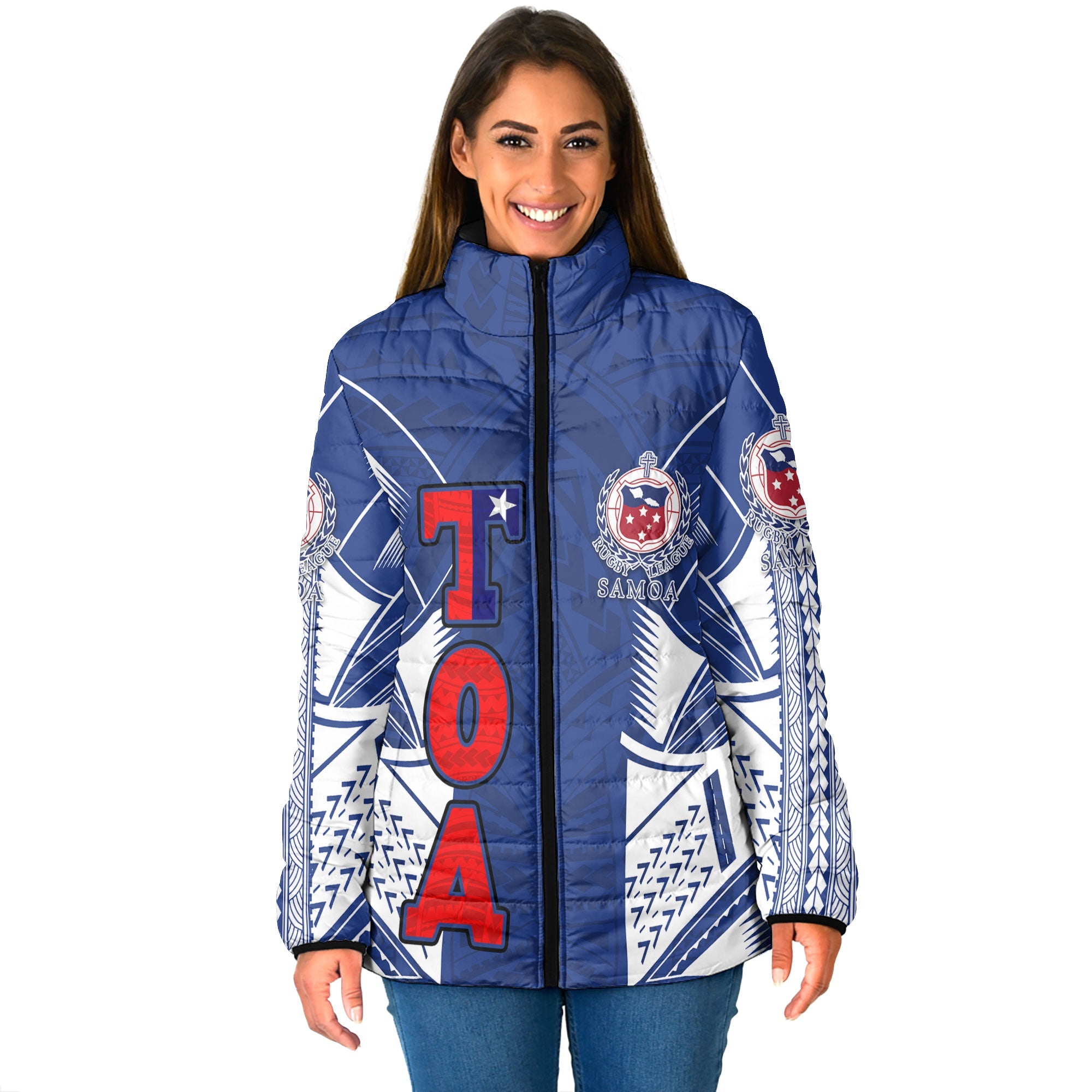 Custom TOA Samoa Rugby Women Padded Jacket