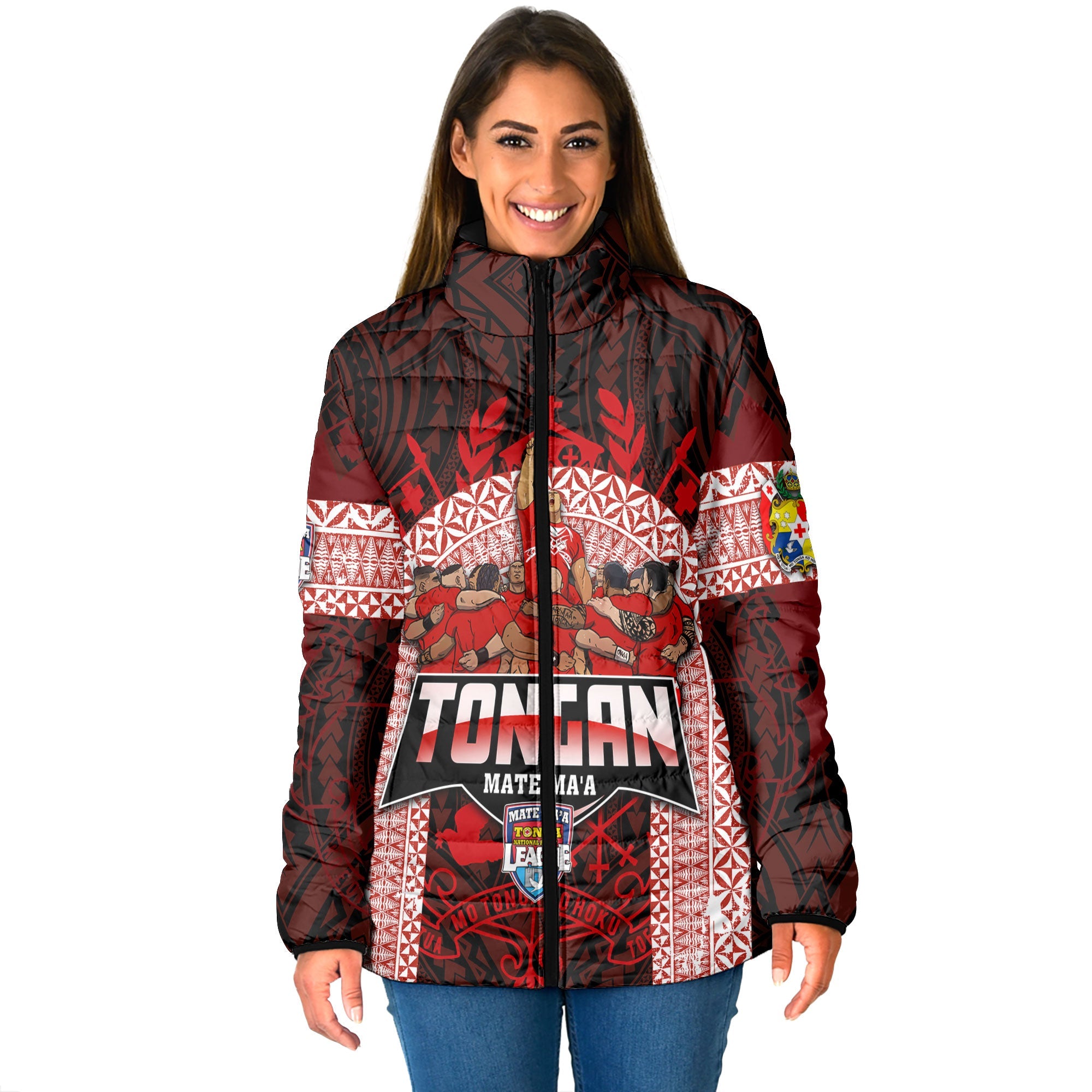 Custom Tonga Mate Ma'a Rugby League Women Padded Jacket