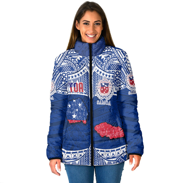 Custom Samoa TOA Rugby Women Padded Jacket Map Style