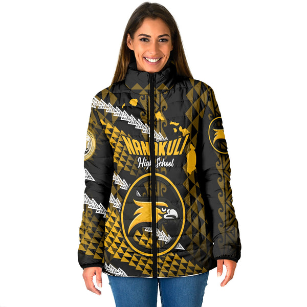 Hawaii Nanakuli High School Custom Women Padded Jacket Map Style