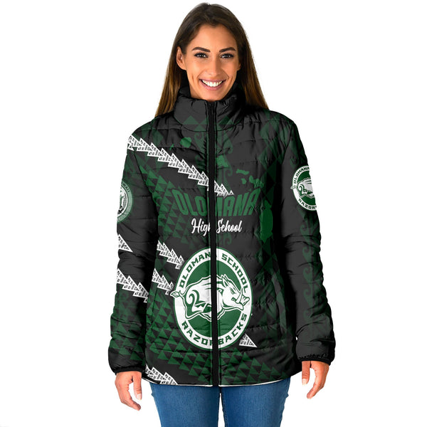 Hawaii Olomana High & Intermediate School Custom Women Padded Jacket Map Style