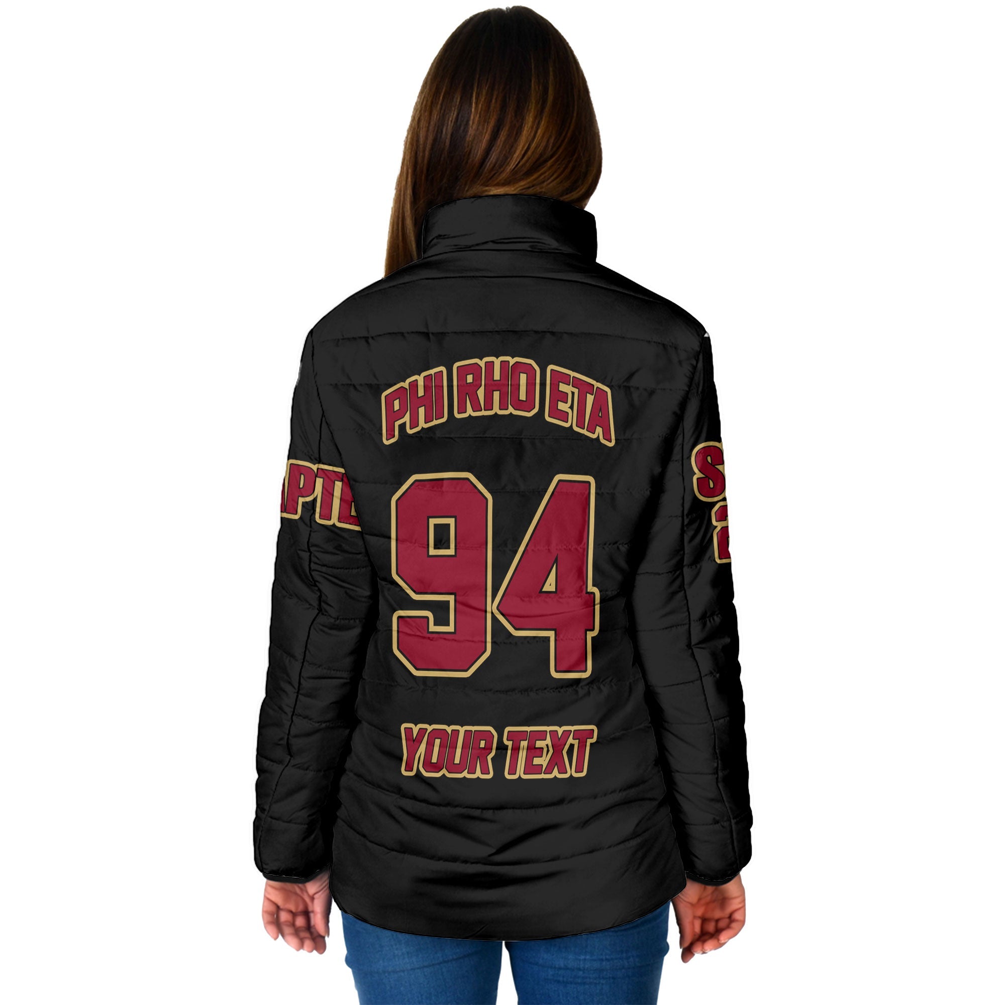 Fraternity Jacket - Personalized Phi Rho Eta Women Padded Jacket Original Dark Style