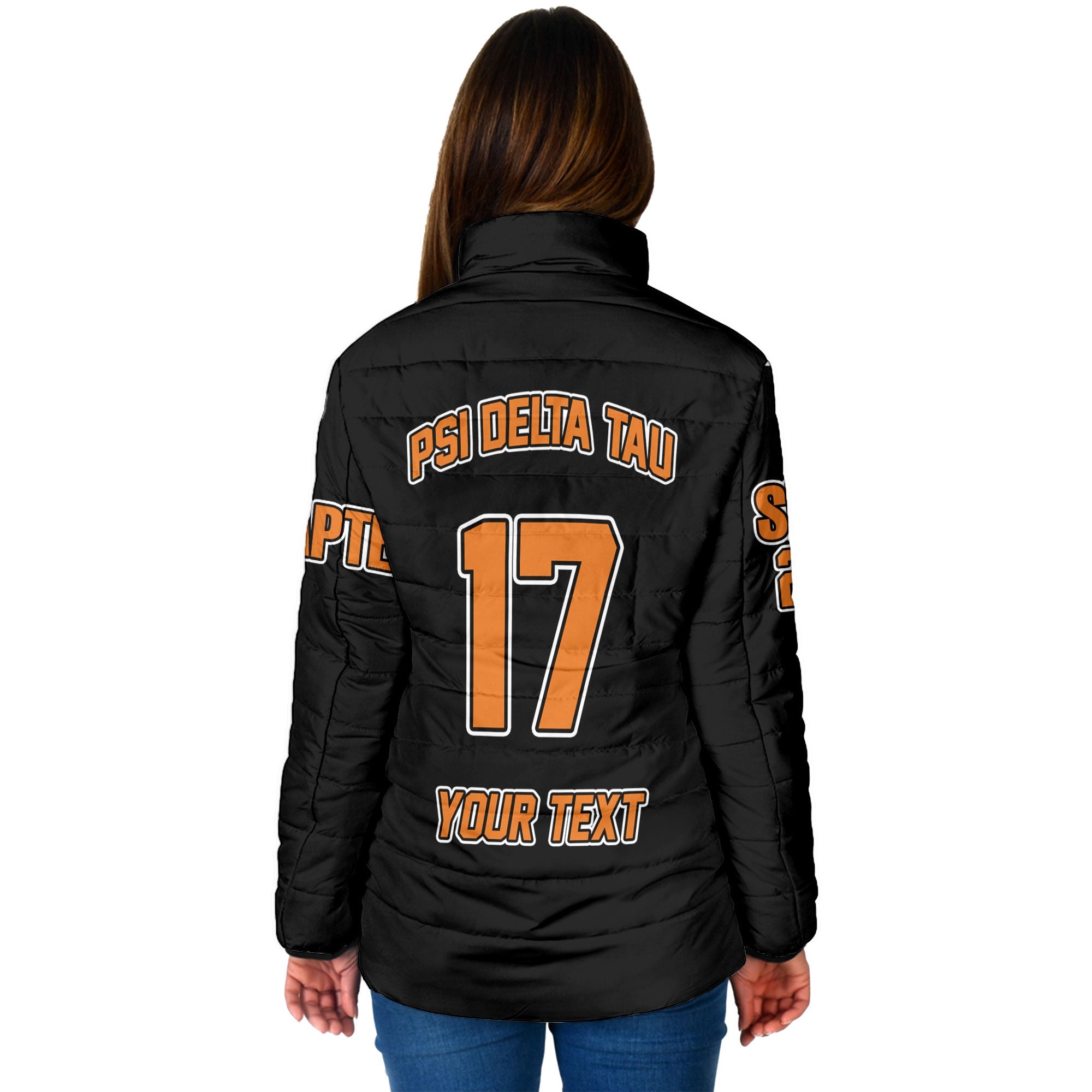 Fraternity Jacket - Personalized Psi Delta Tau Women Padded Jacket Original Dark Style