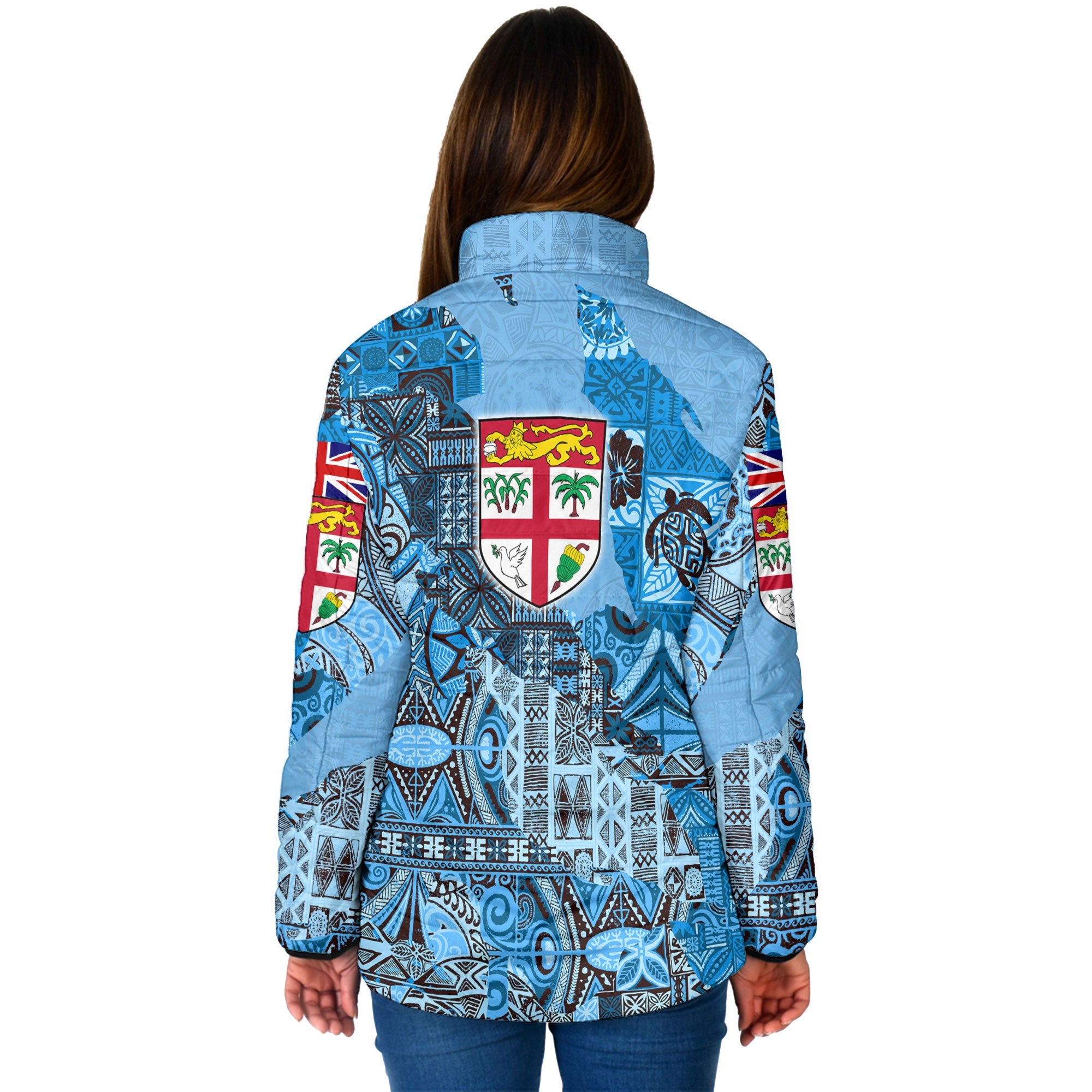 Fiji Flag & Coat Of Arms Women Padded Jacket