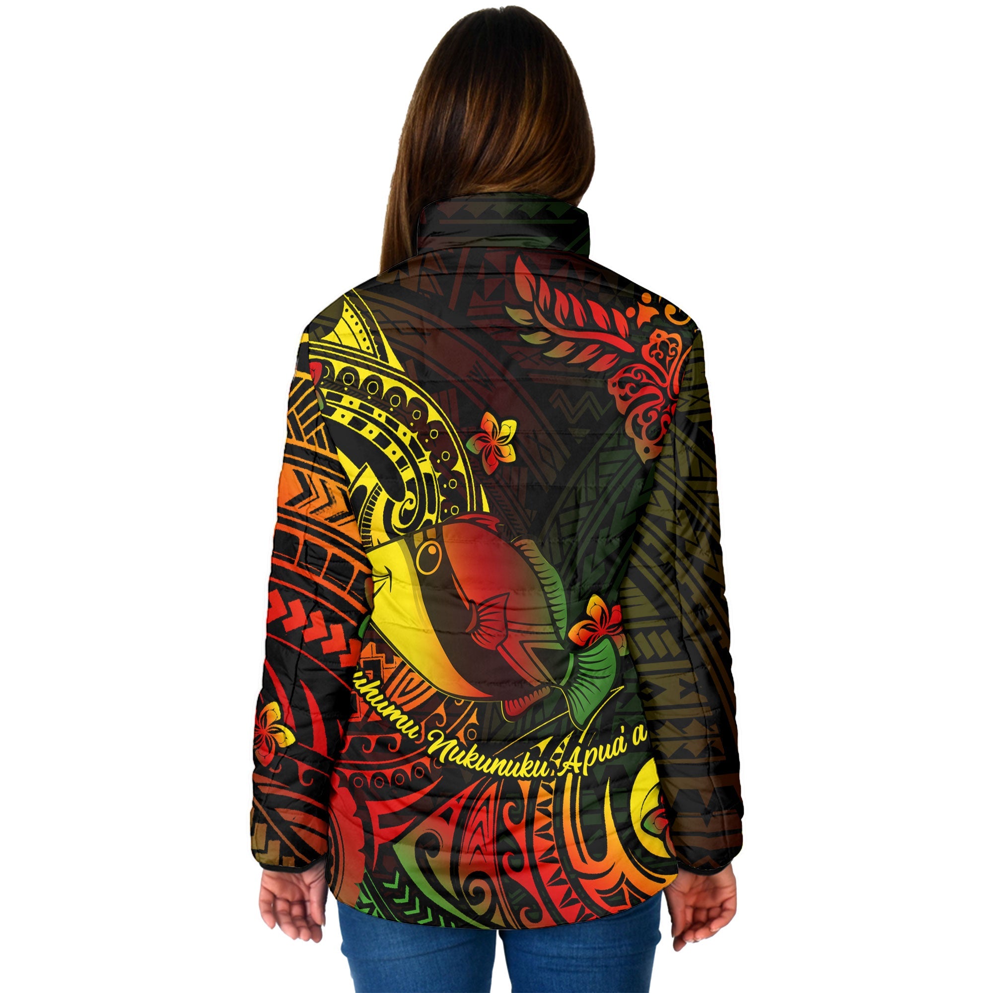 Hawaii Humuhumu Fish Women Padded Jacket Reggae Style