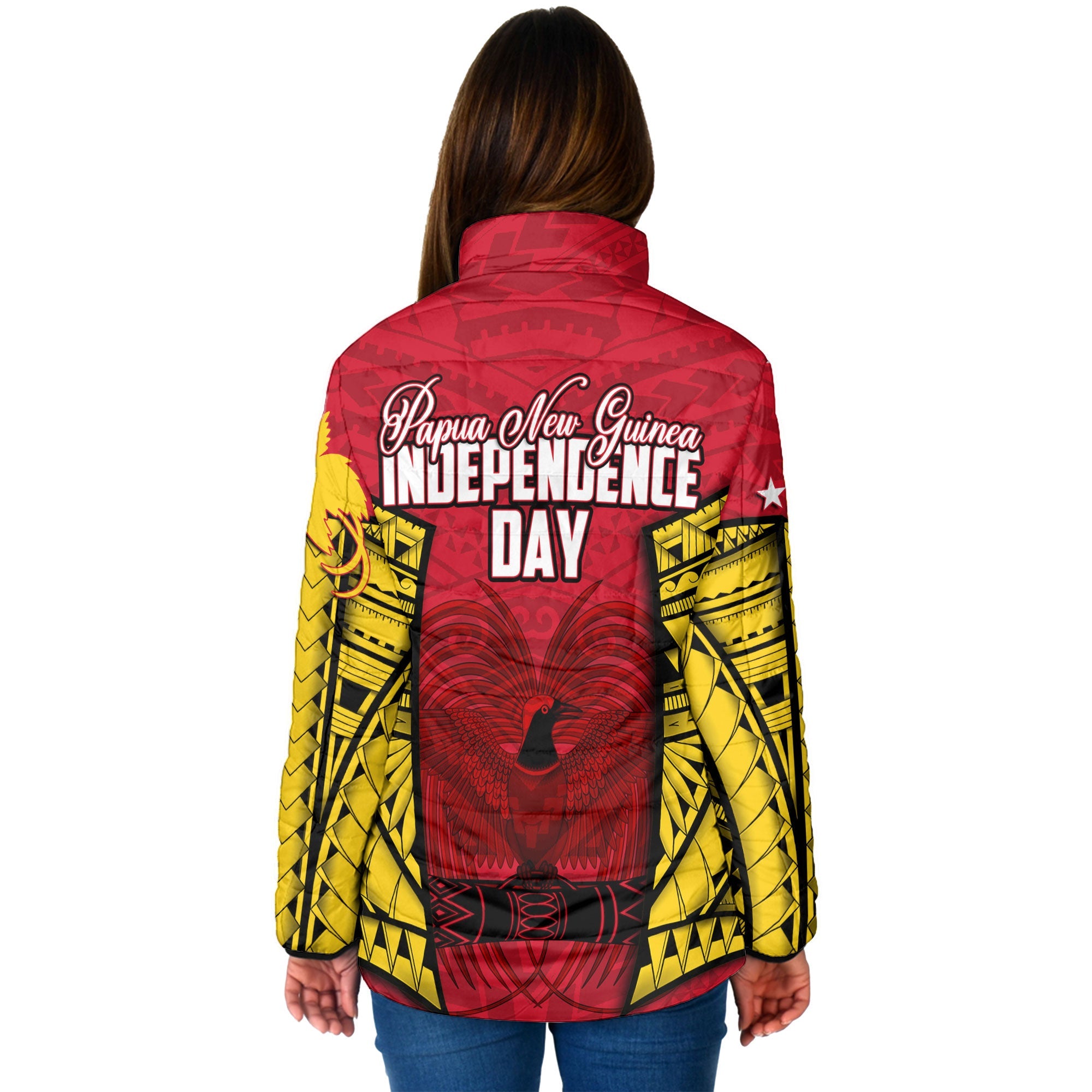 Papua New Guinea Independence Day Women Padded Jacket Raggiana Bird of Paradise Style