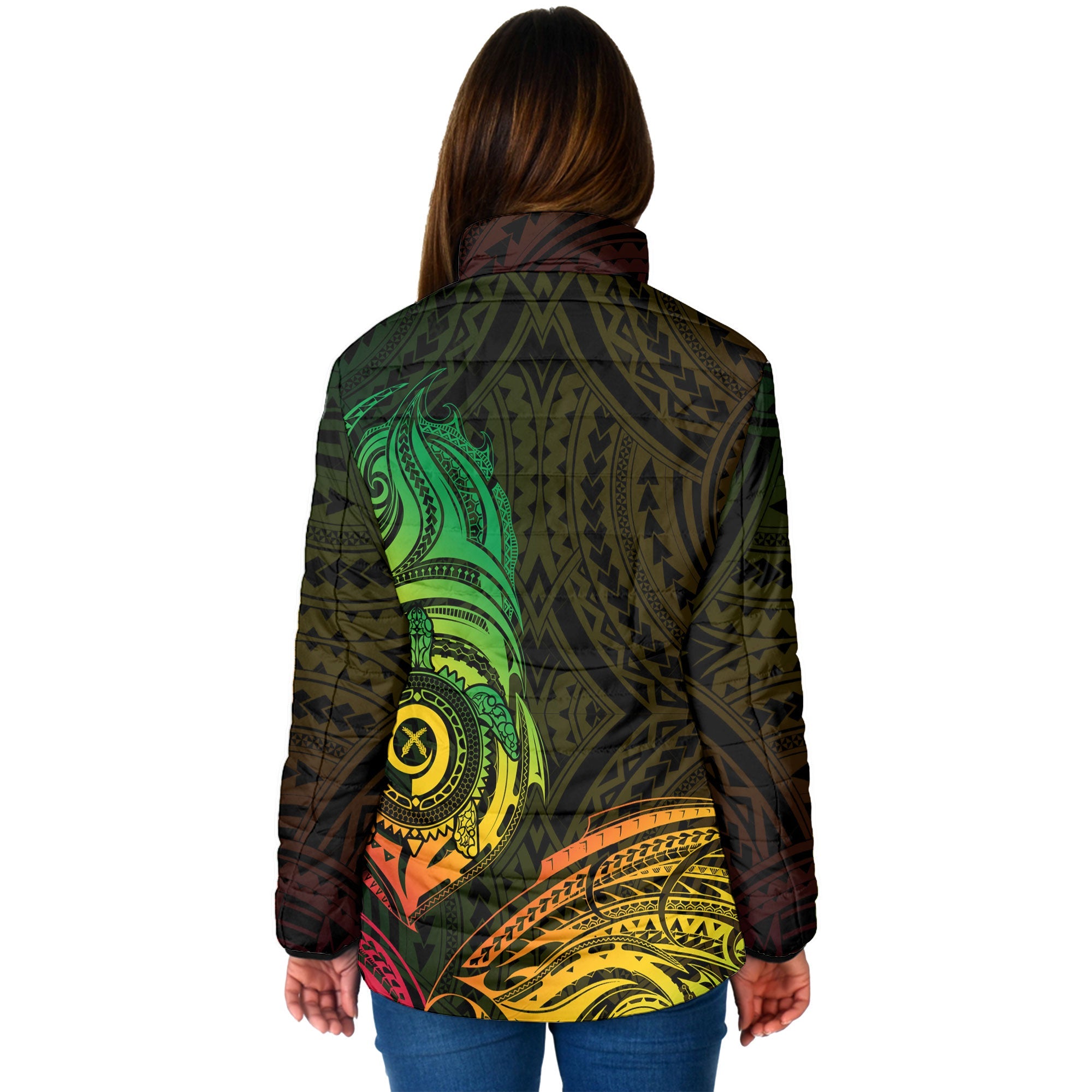 Vanuatu Women Padded Jacket Polynesian Reggae Style