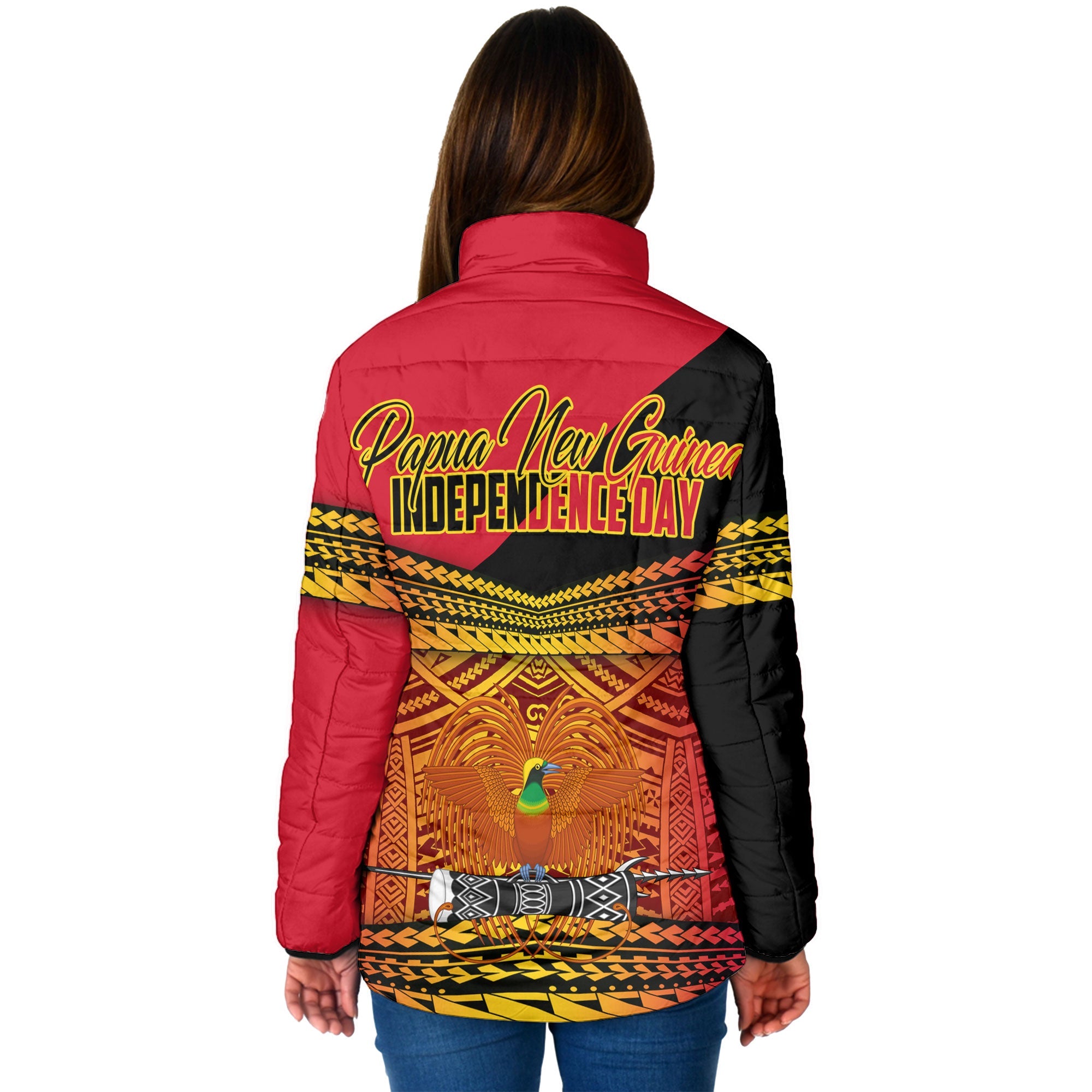 Papua New Guinea Independence Day Women Padded Jacket PNG Emblem Style