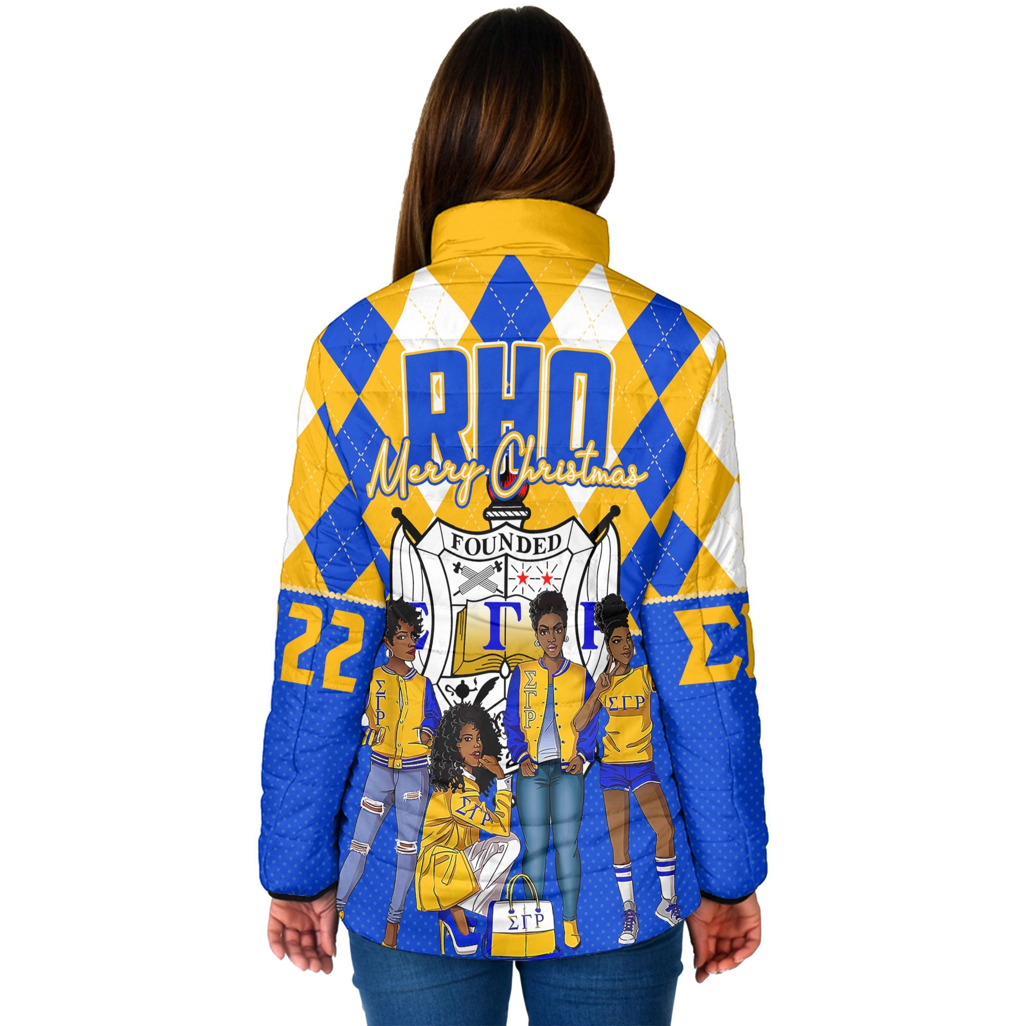 Sorority Jacket - Christmas Sigma Gamma Rho Girl Women Padded Jacket Rhombus Pattern Style