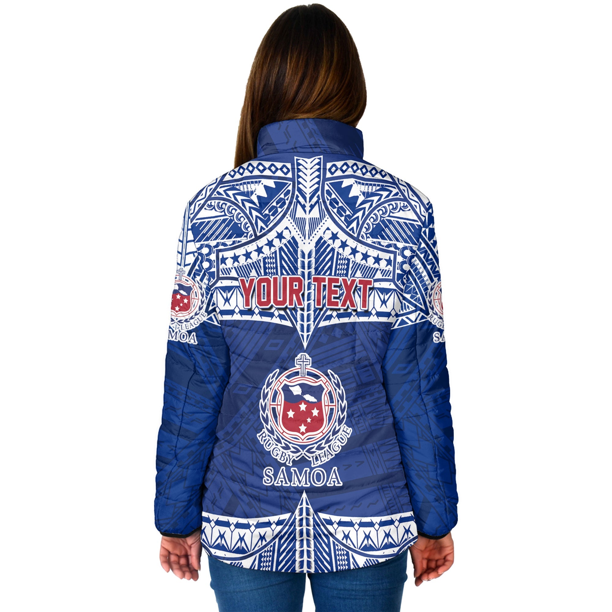 Custom Samoa TOA Rugby Women Padded Jacket Map Style