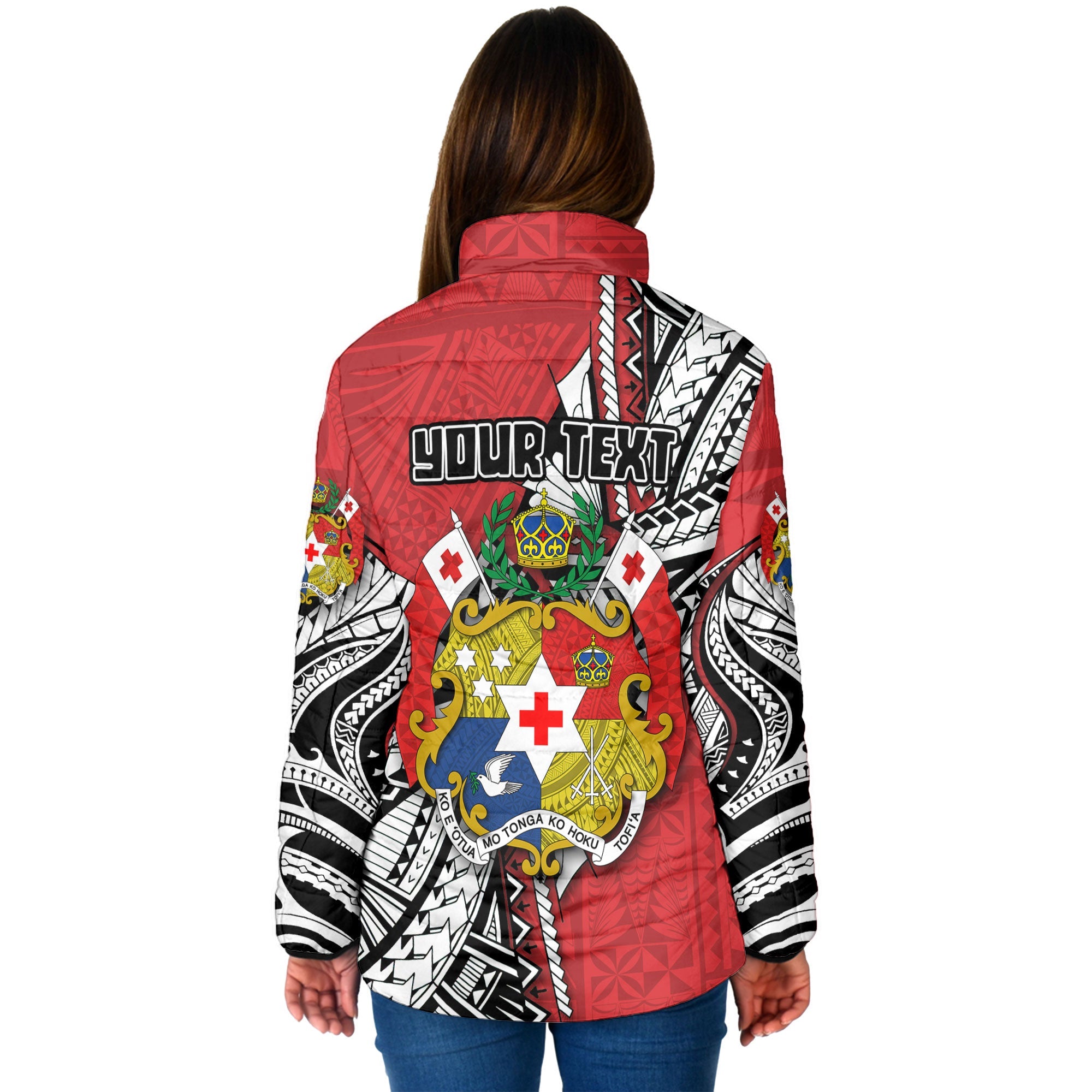 Custom Tonga Vava'u Lahi Coat Of Arms Women Padded Jacket