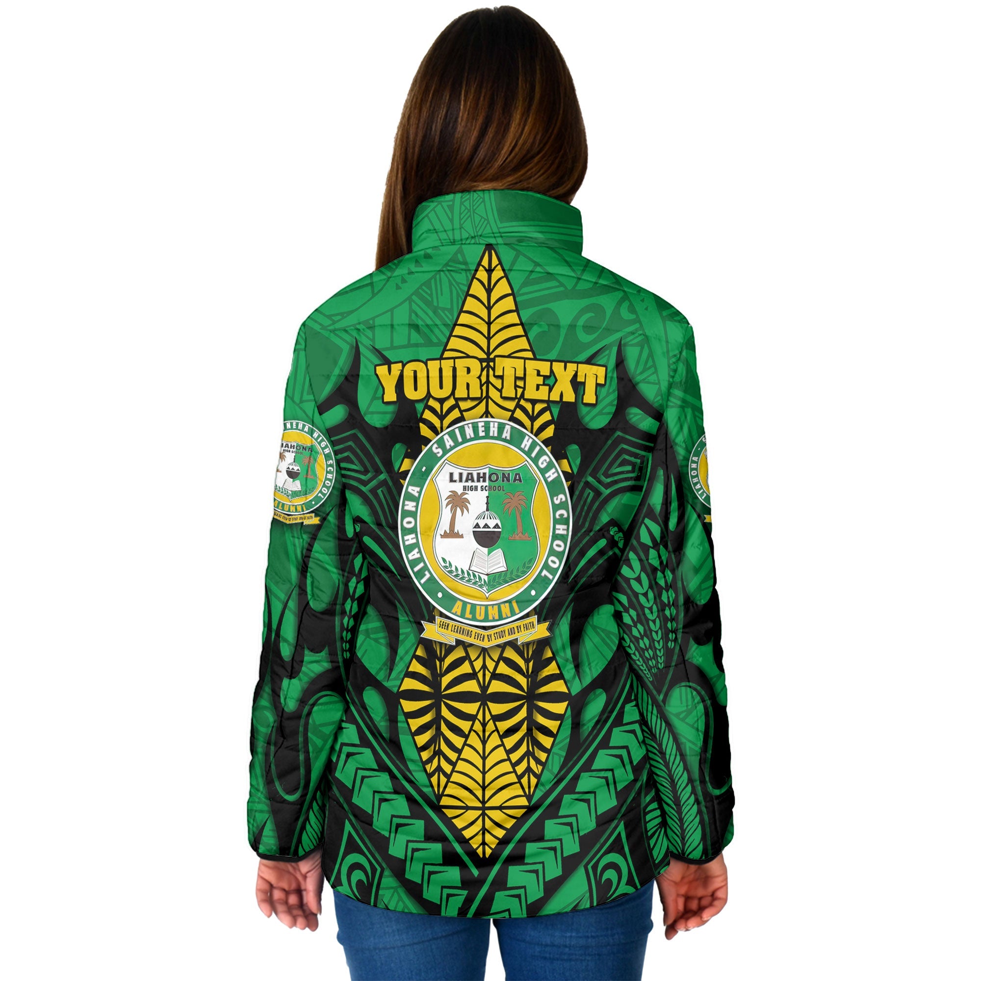 Custom Tonga Liahona High School Women Padded Jacket