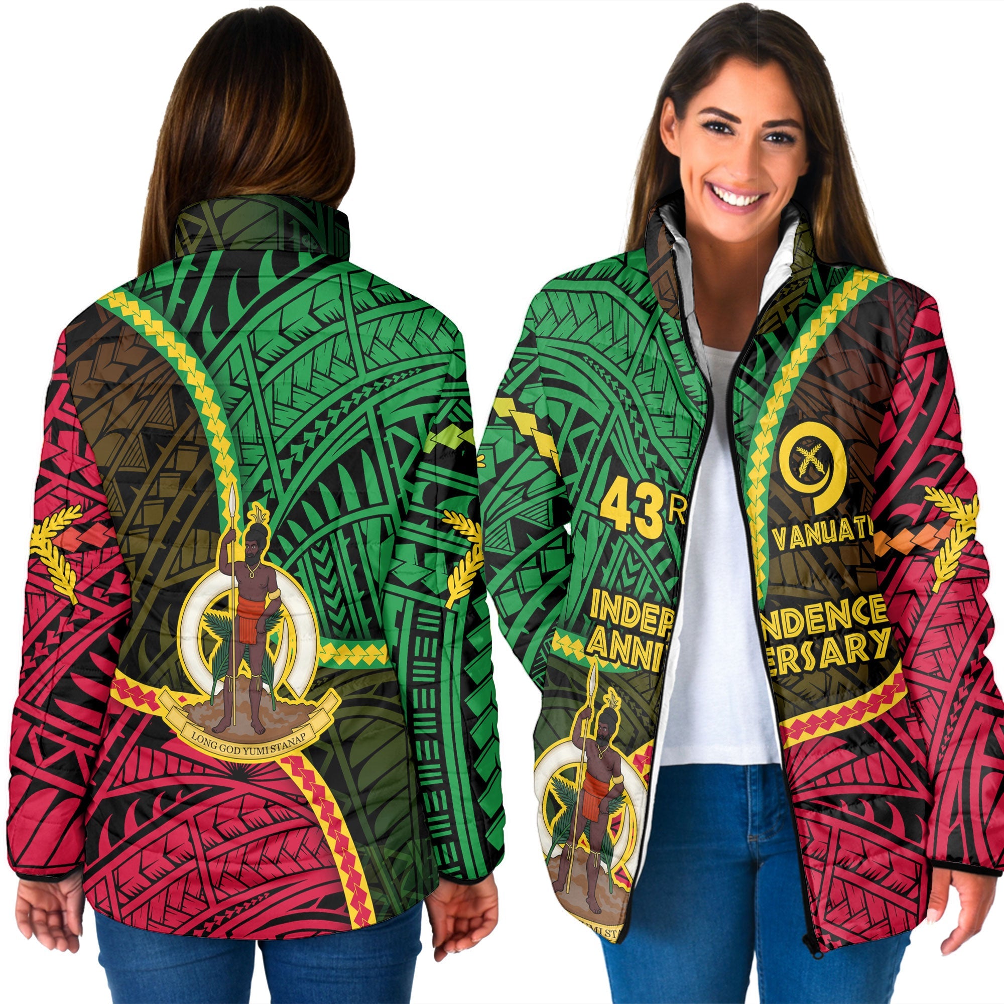 Vanuatu Women Padded Jacket Independence Day 43rd Anniversary Style