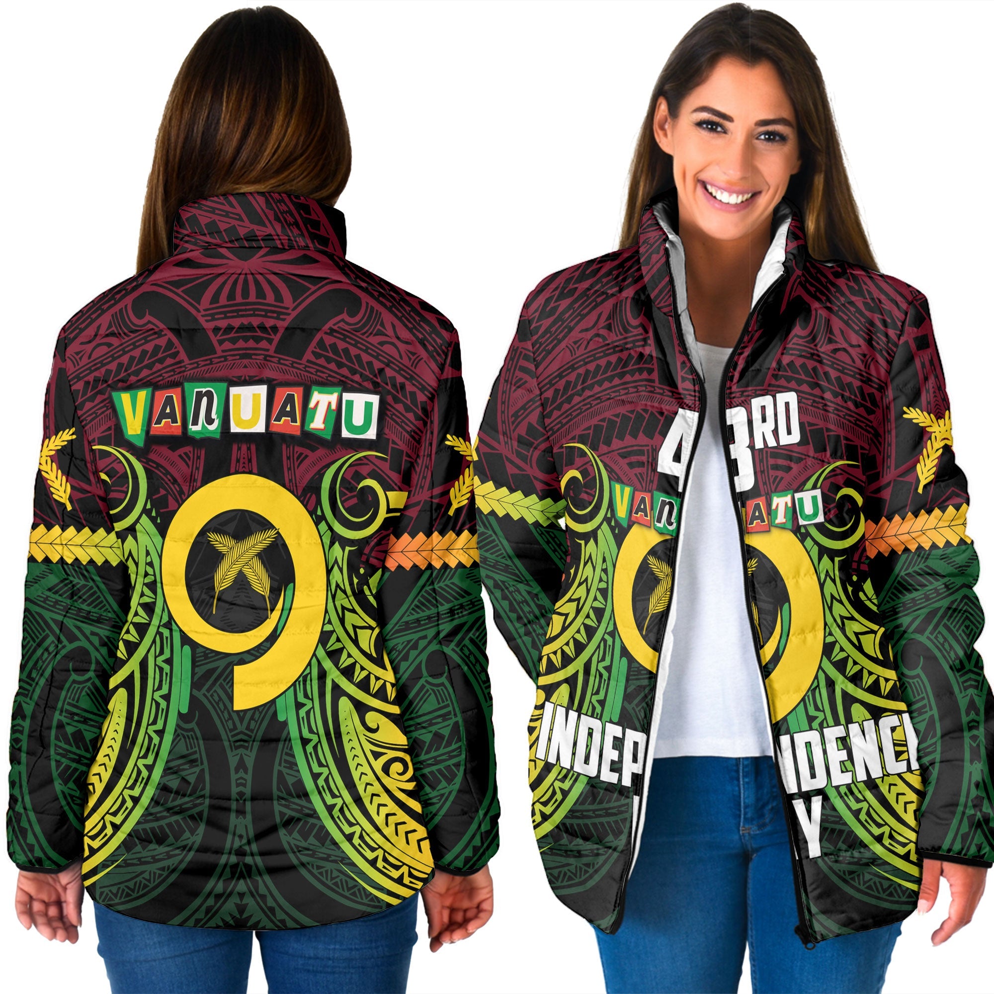 Vanuatu Women Padded Jacket Independence Day 43rd Anniversary Style 2