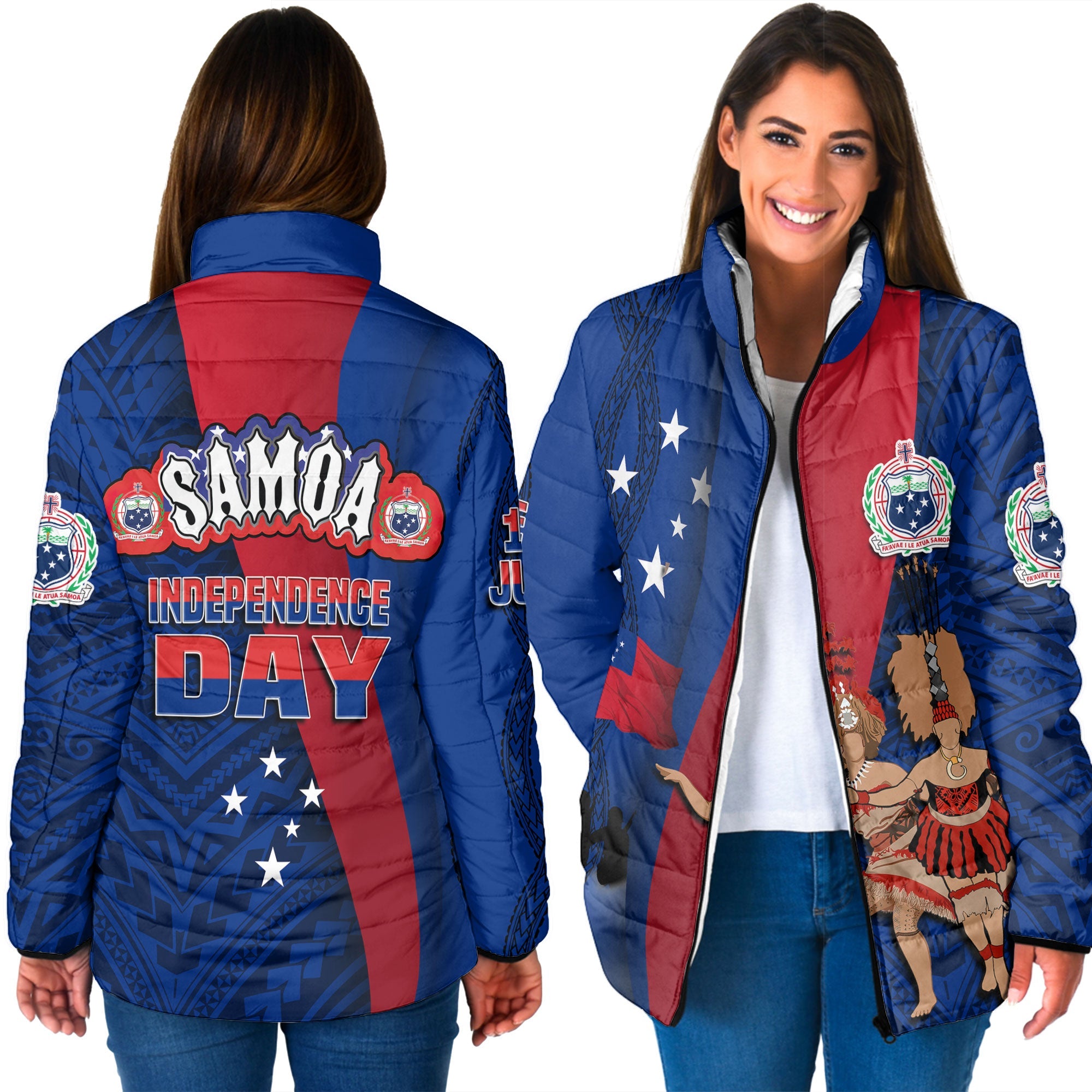 Samoa Independence Day Women Padded Jacket Celebrating Dance Style